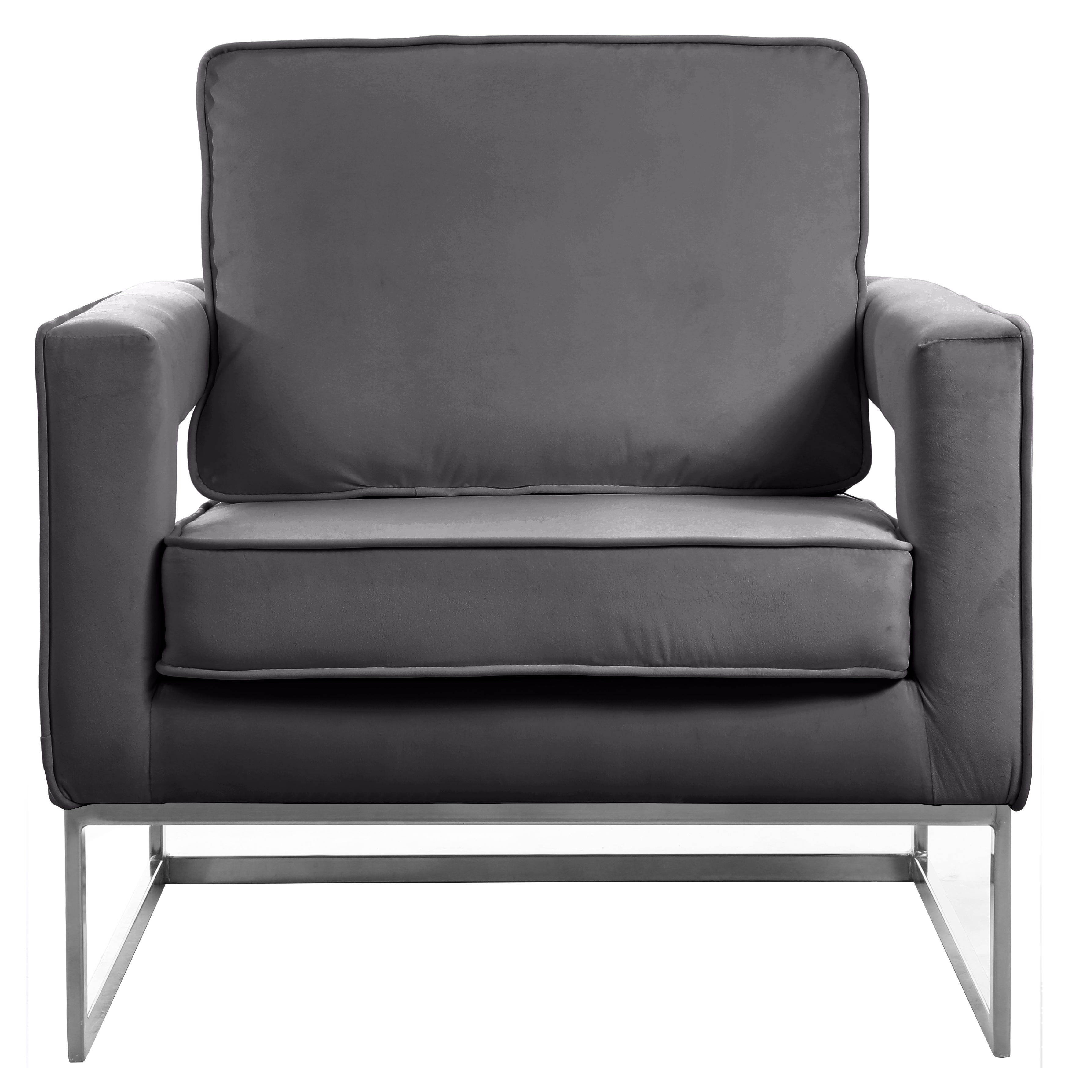 Meridian Noah Grey Velvet Accent Chair