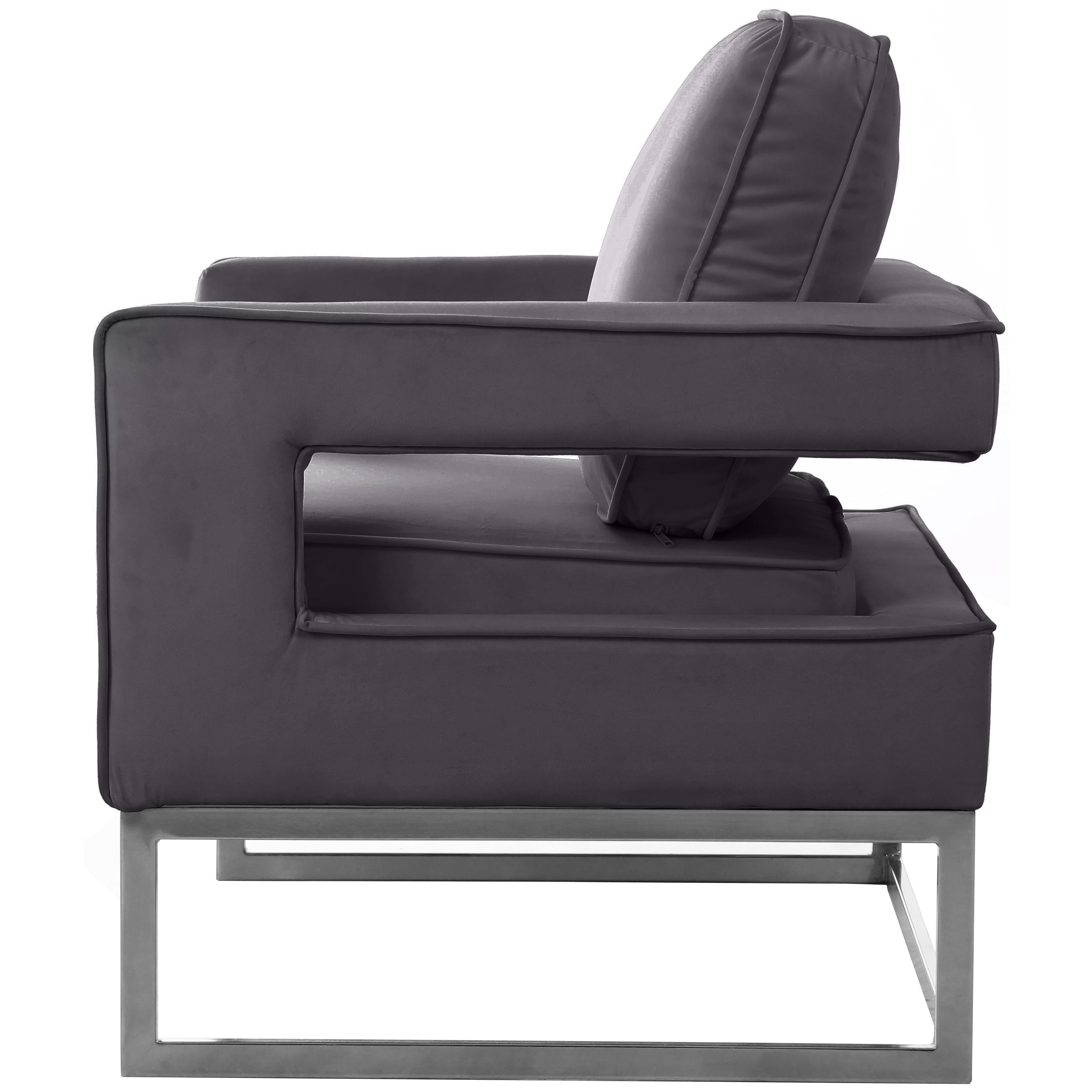 Meridian Noah Grey Velvet Accent Chair