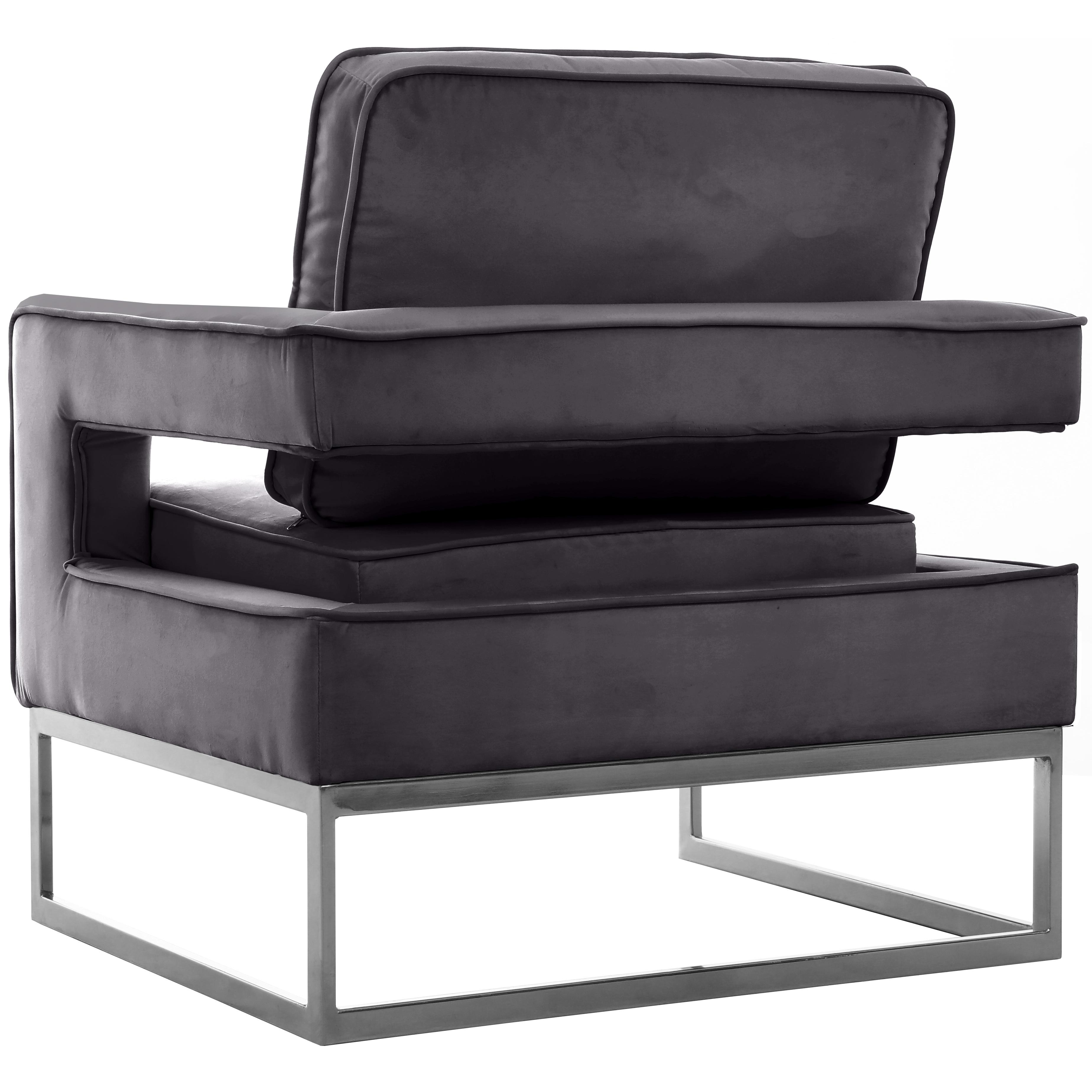 Meridian Noah Grey Velvet Accent Chair