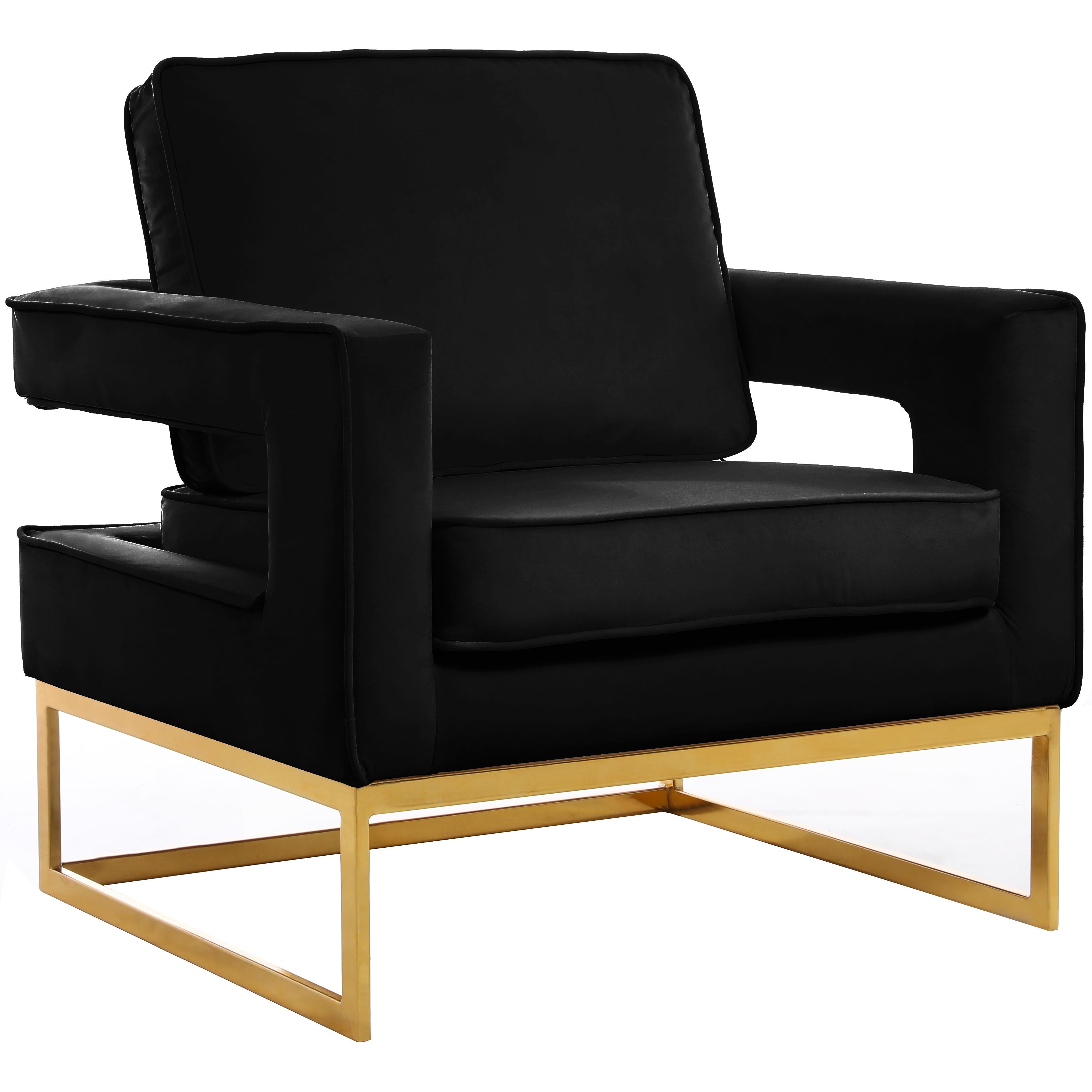 Meridian Noah Black Velvet Accent Chair