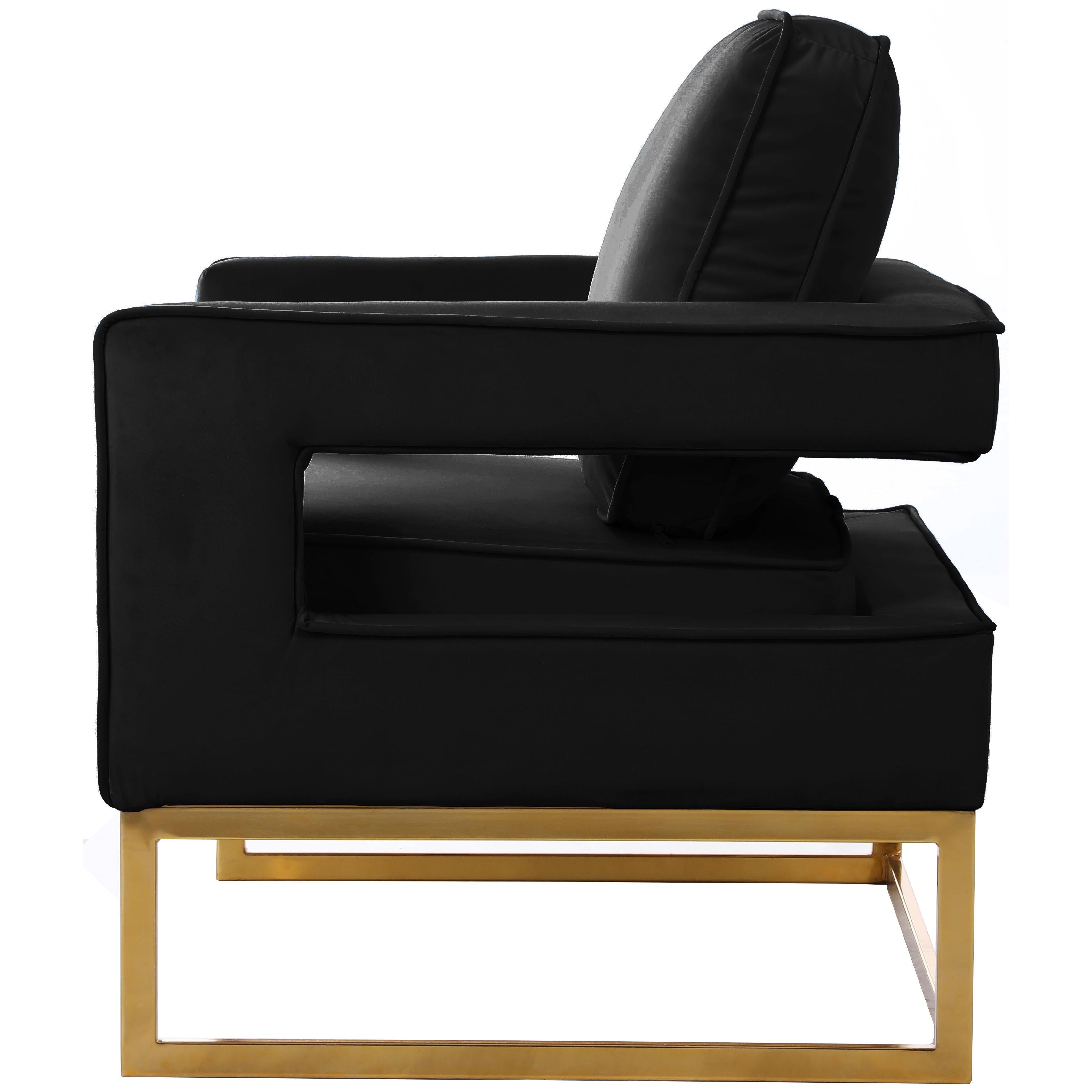 Meridian Noah Black Velvet Accent Chair