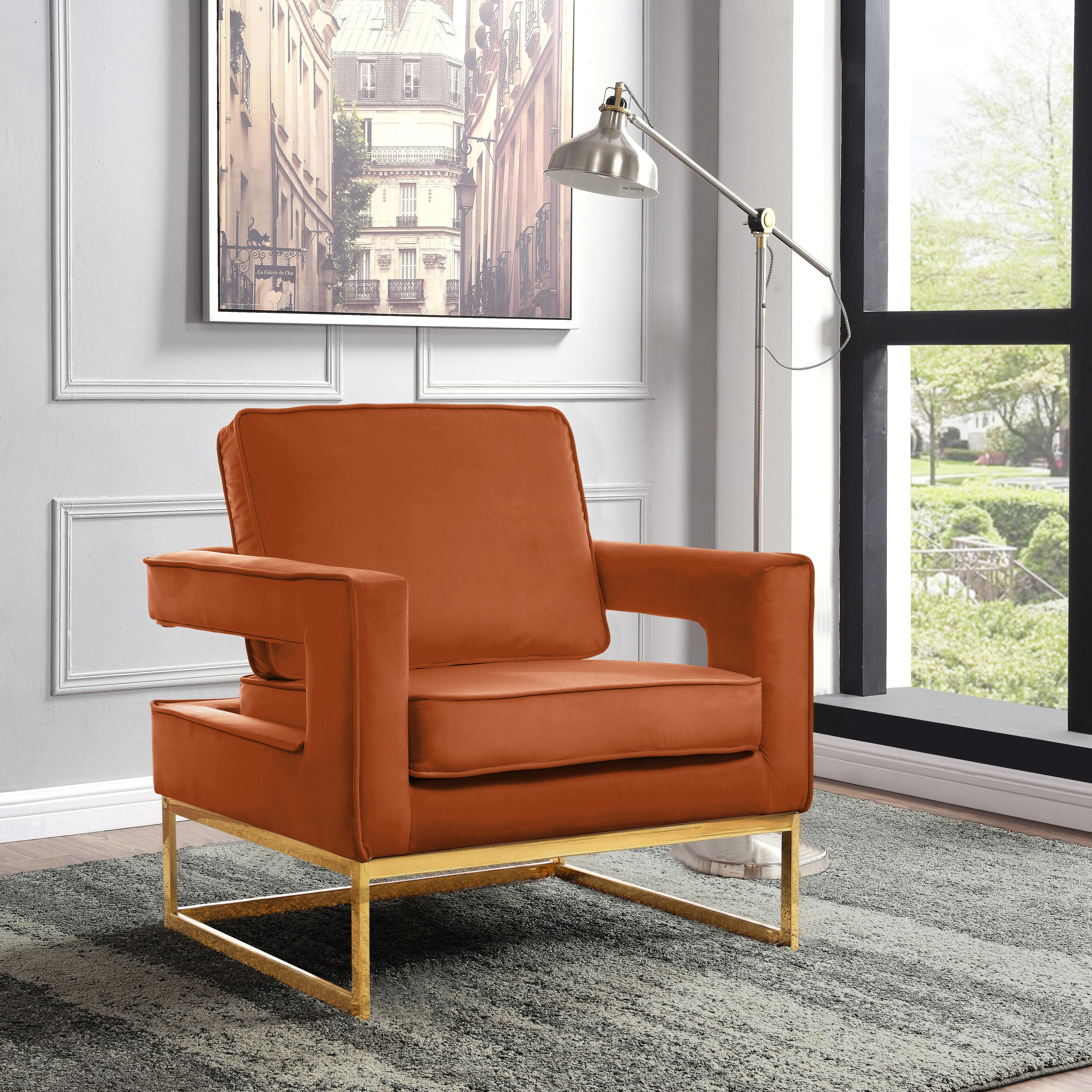 Meridian Noah Cognac Velvet Accent Chair