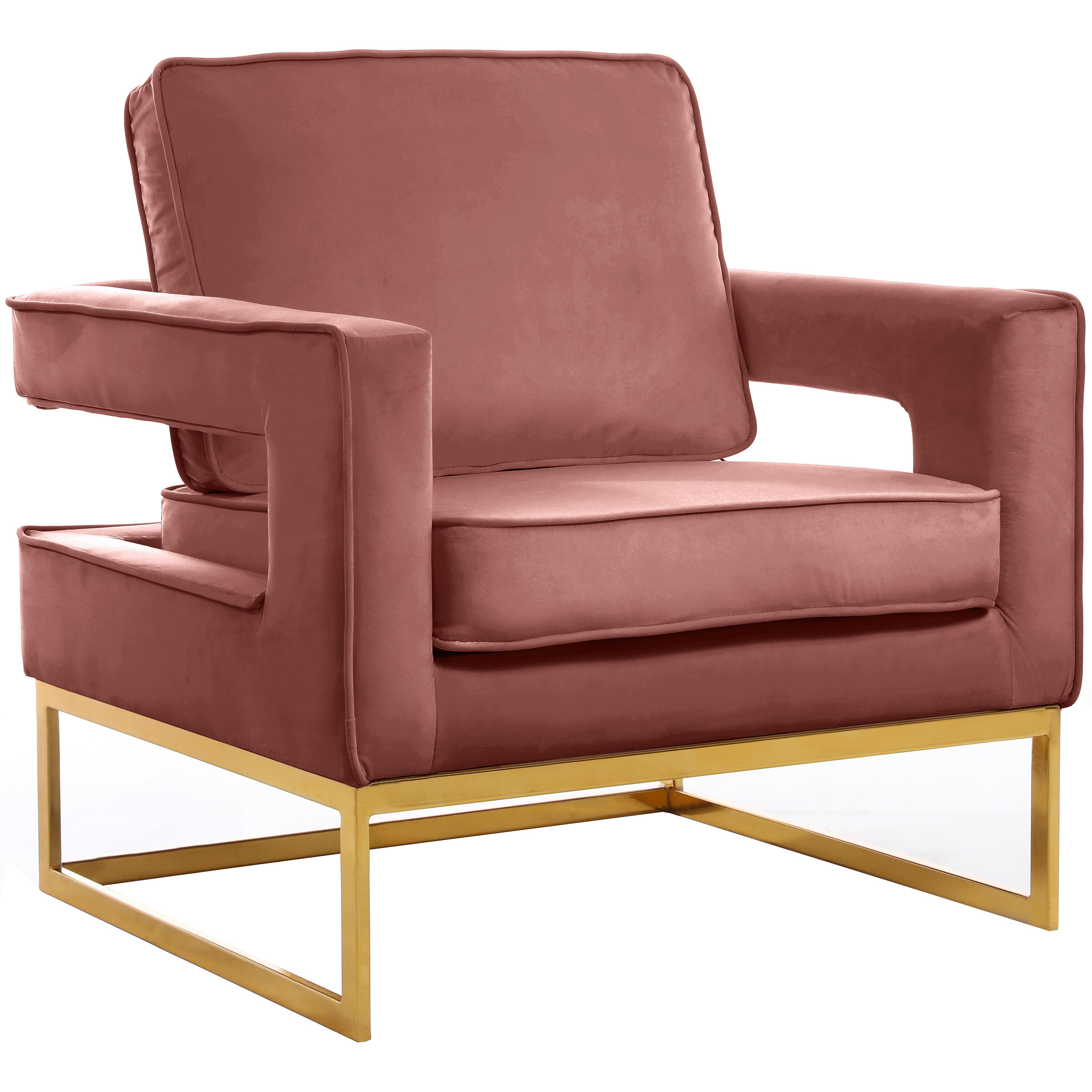 Meridian Noah Pink Velvet Accent Chair