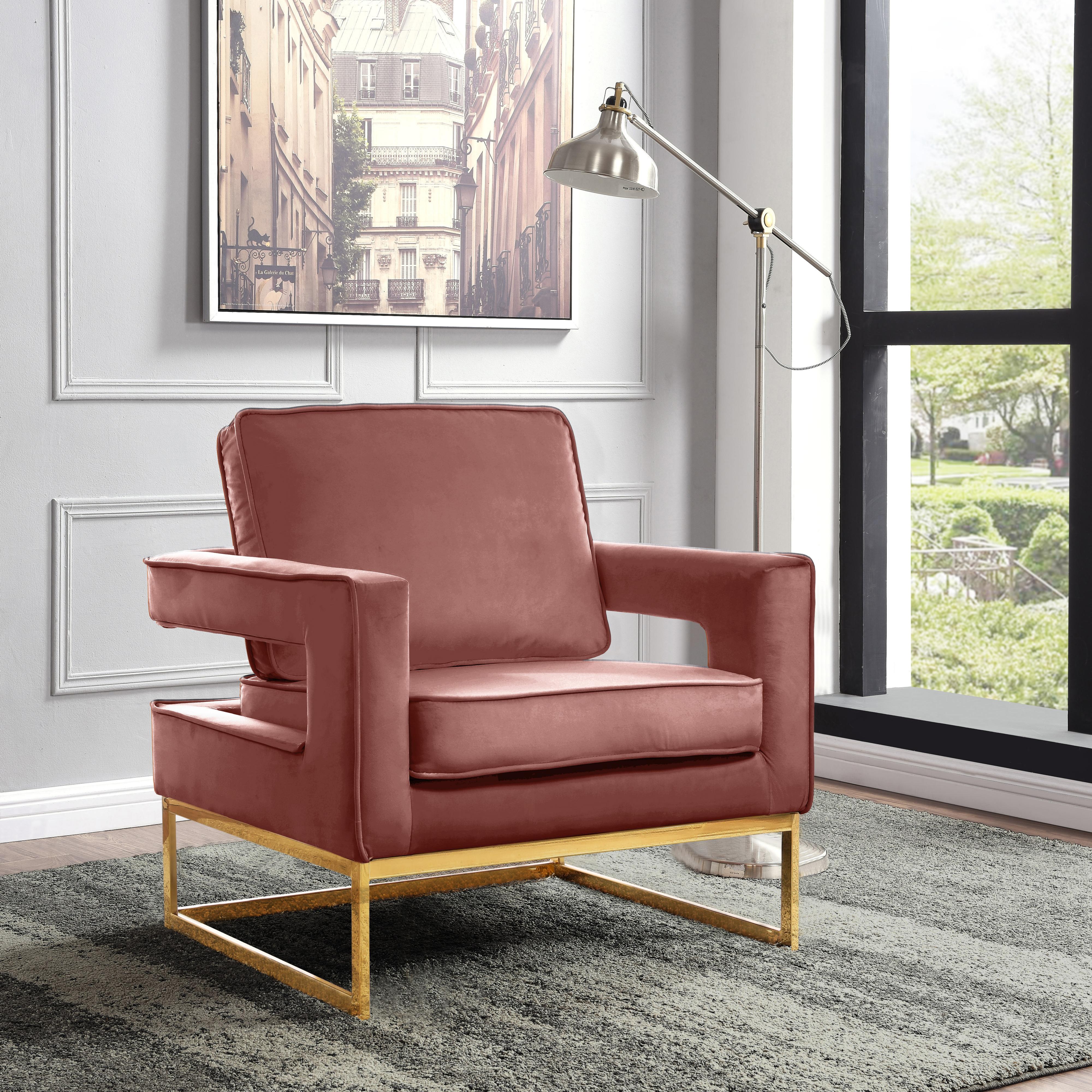 Meridian Noah Pink Velvet Accent Chair