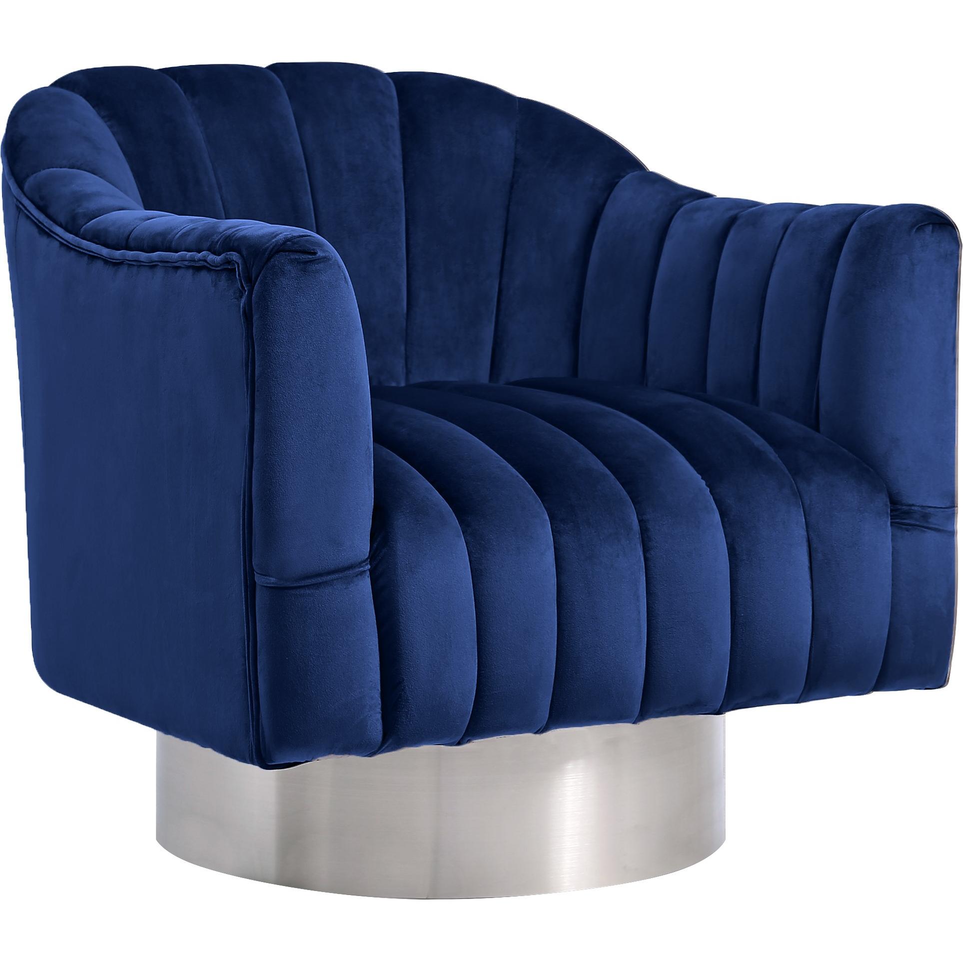 Meridian Farrah Navy Velvet Accent Chair