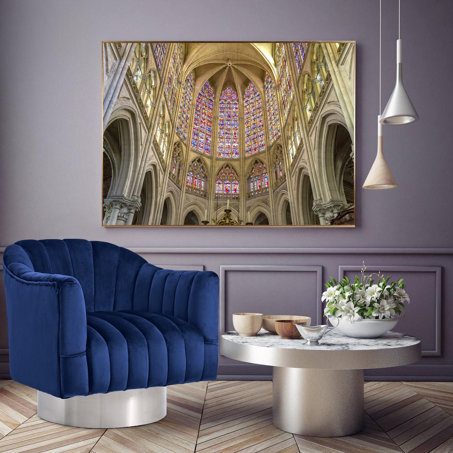 Meridian Farrah Navy Velvet Accent Chair