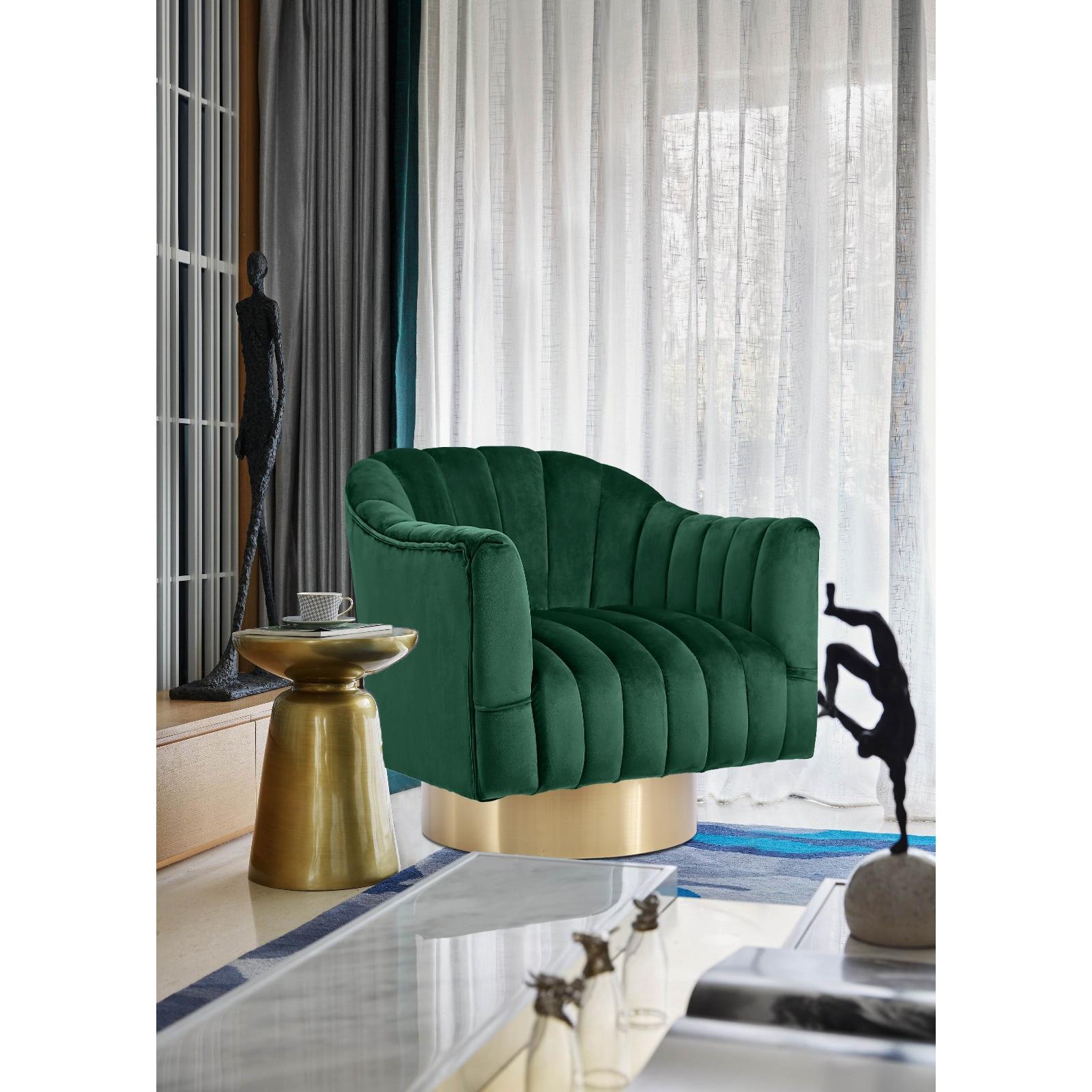 Meridian Farrah Green Velvet Accent Chair