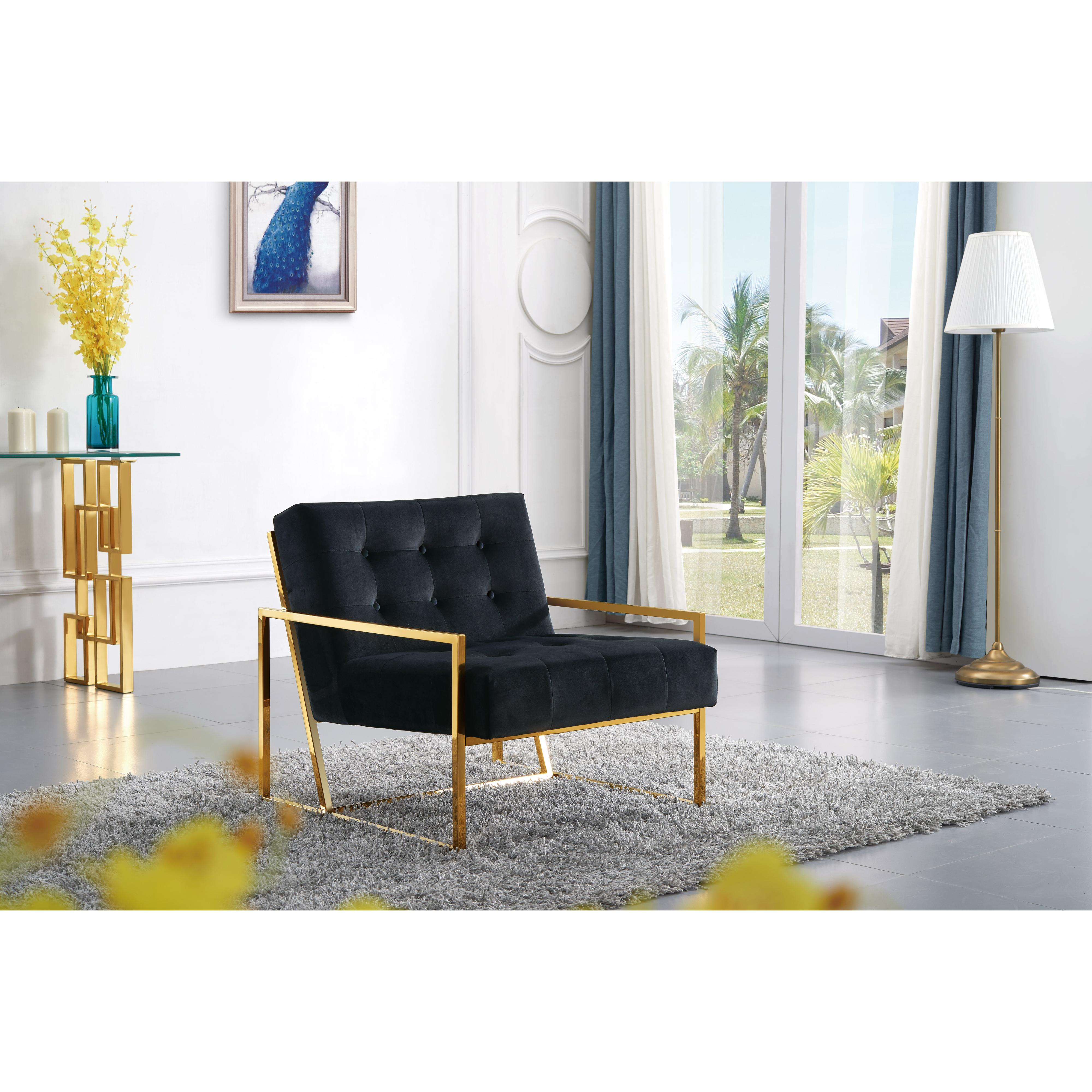 Meridian Pierre Black Velvet Accent Chair