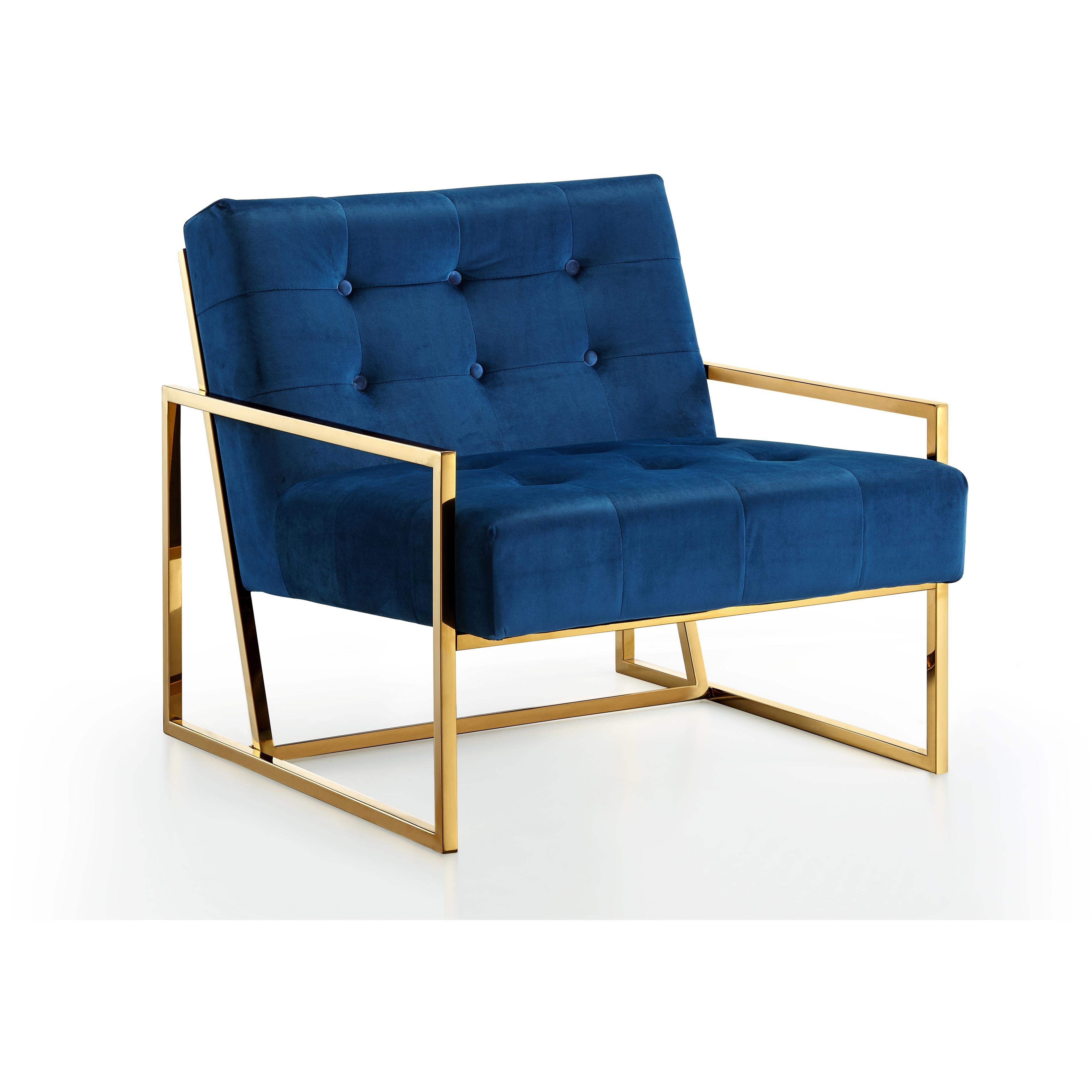 Meridian Pierre Navy Velvet Accent Chair