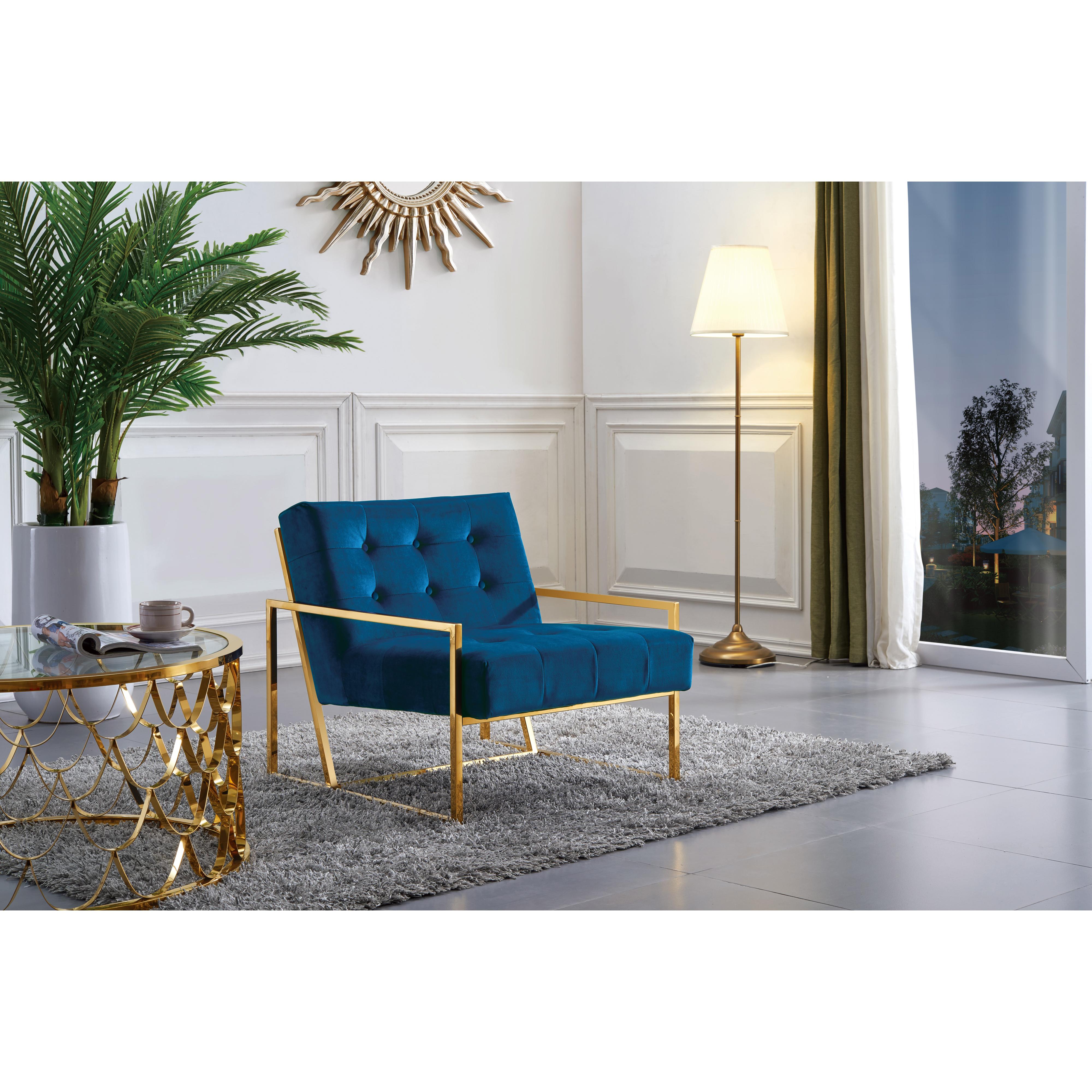 Meridian Pierre Navy Velvet Accent Chair