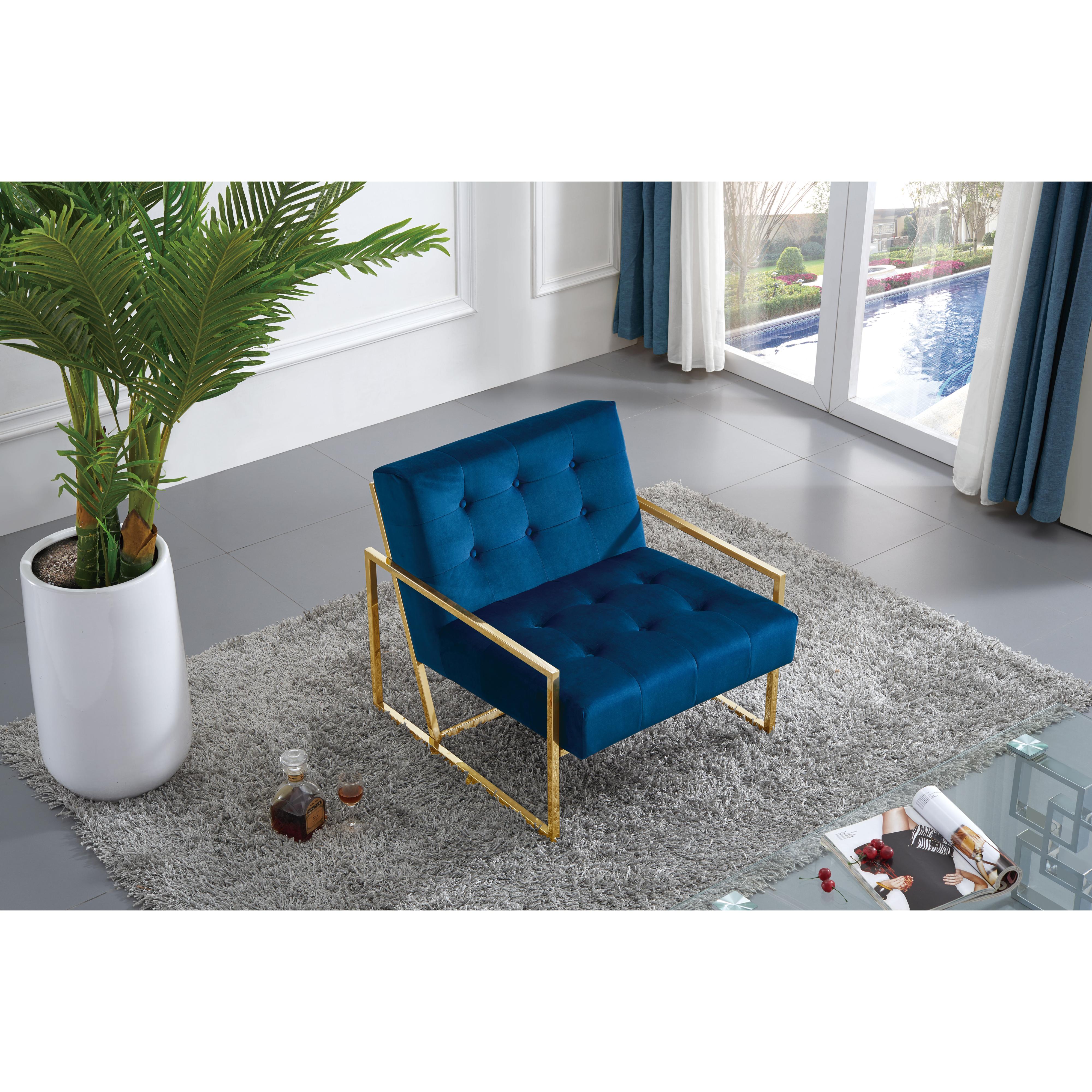 Meridian Pierre Navy Velvet Accent Chair