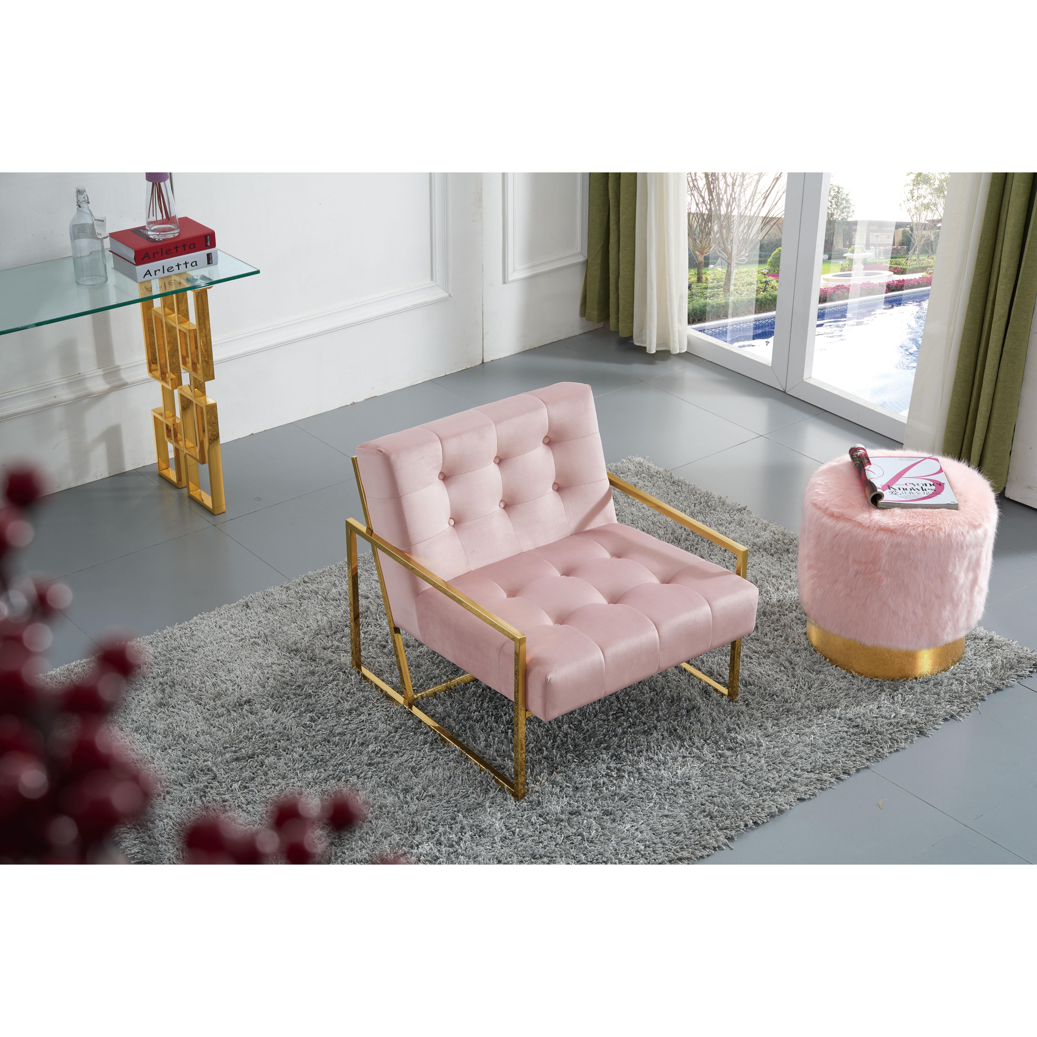 Meridian Pierre Pink Velvet Accent Chair