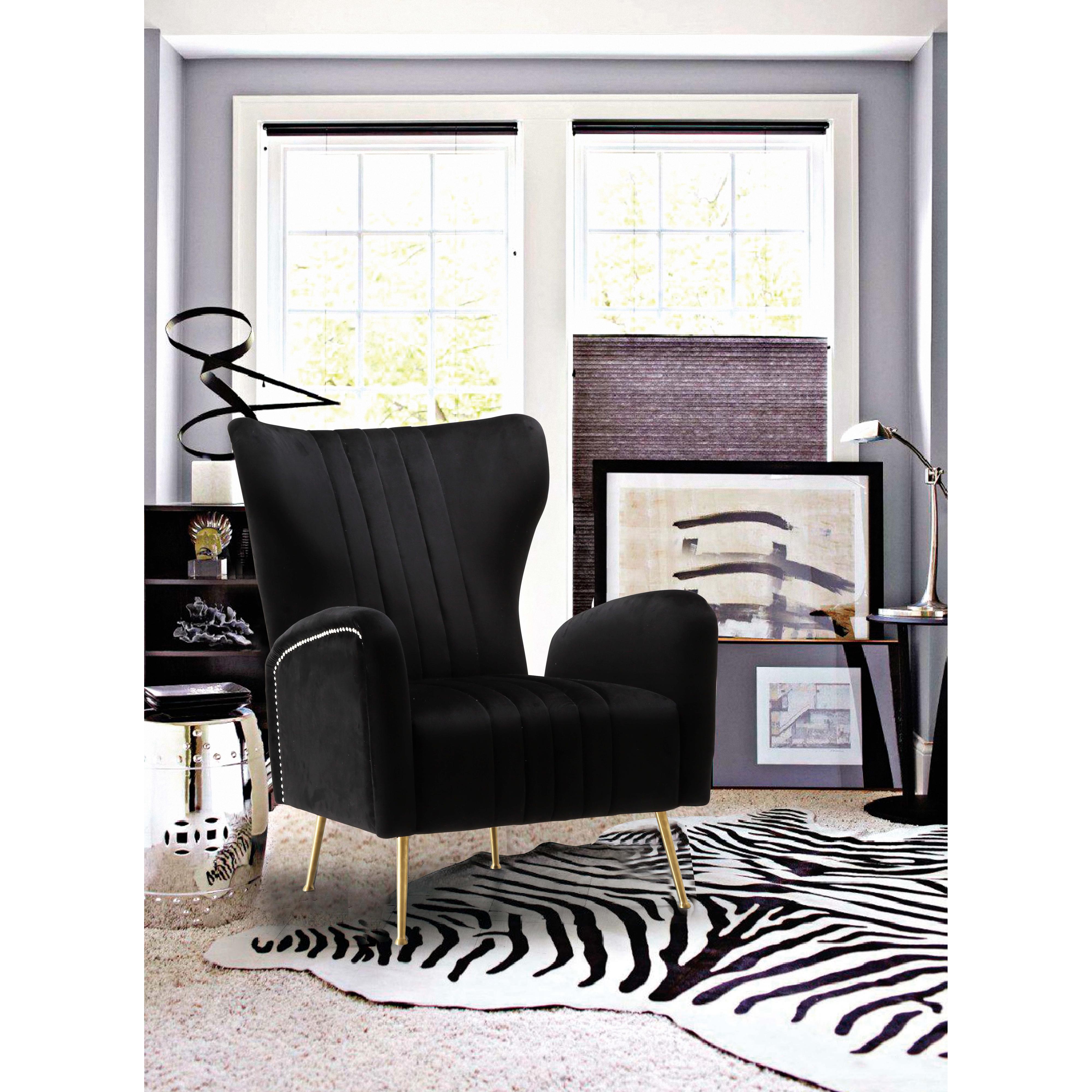 Meridian Opera Black Velvet Accent Chair