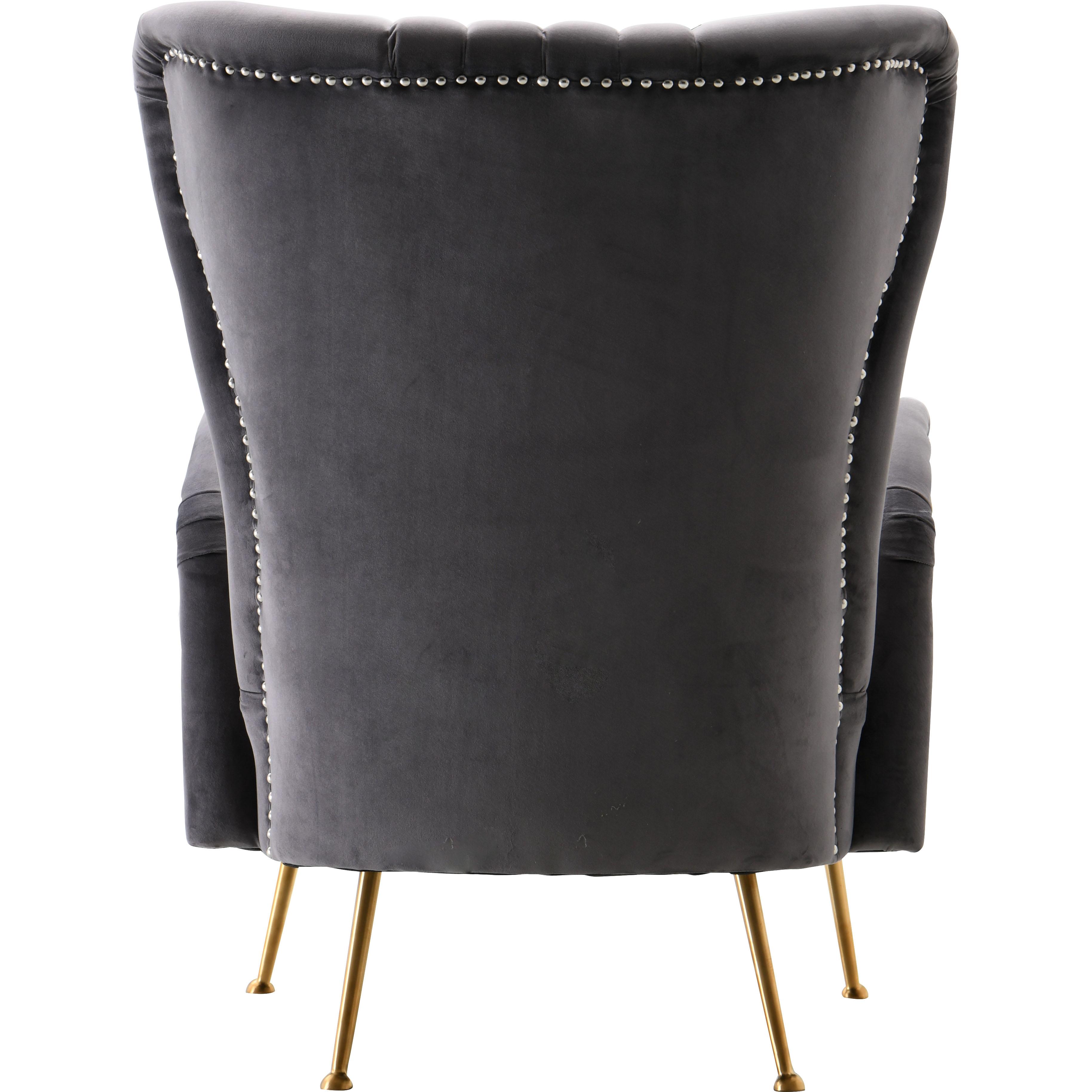 Meridian Opera Grey Velvet Accent Chair