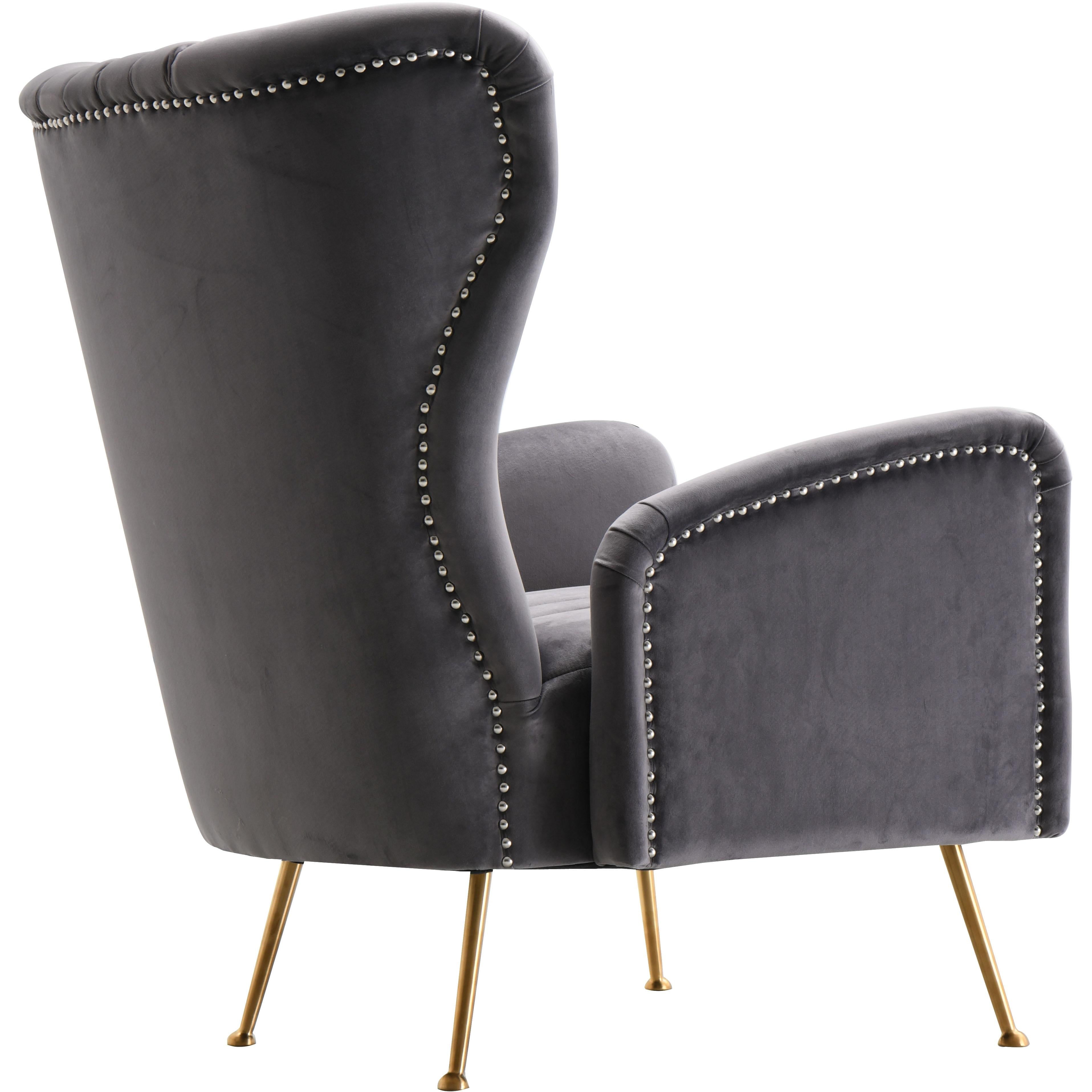 Meridian Opera Grey Velvet Accent Chair