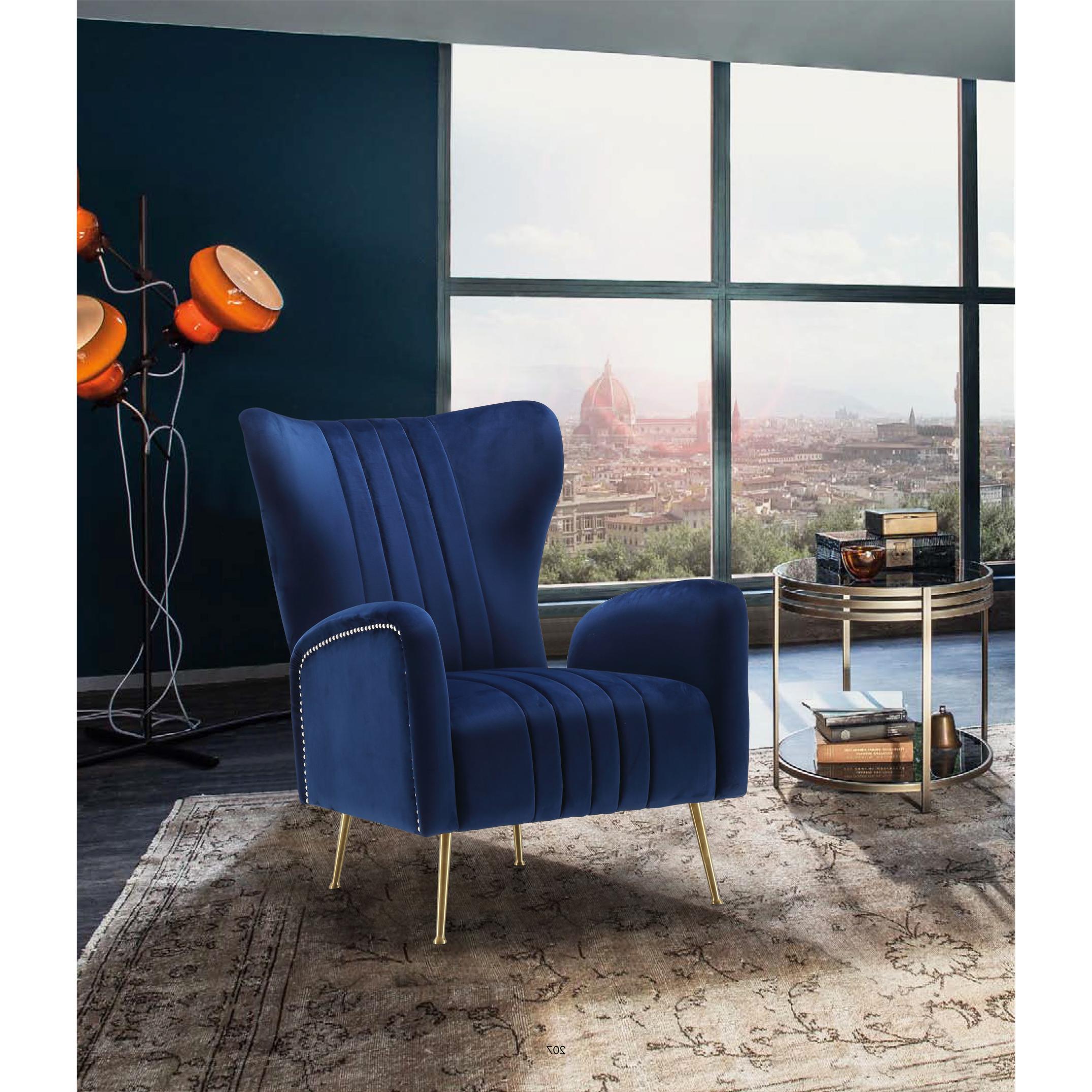 Meridian Opera Navy Velvet Accent Chair