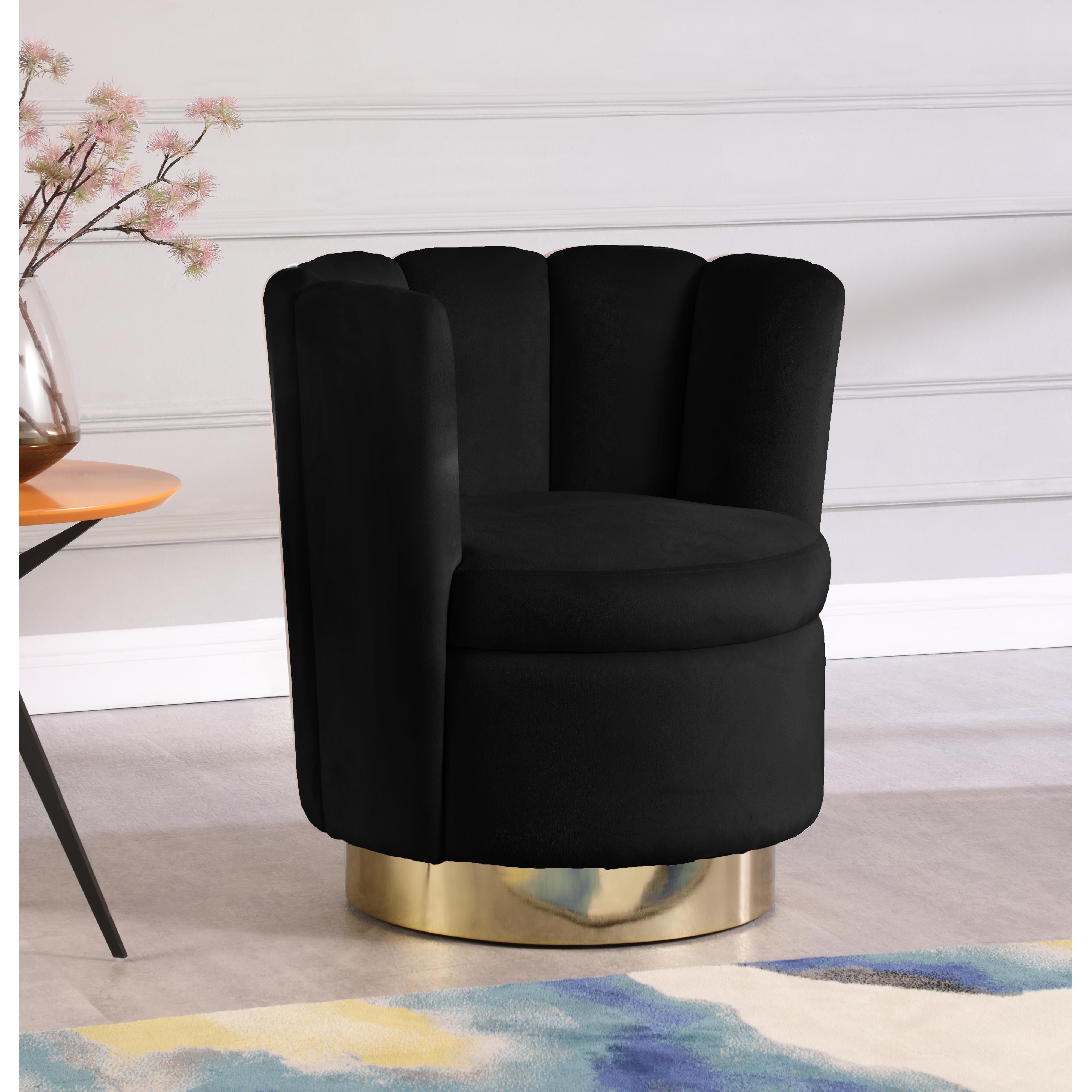 Meridian Lily Black Velvet Accent Chair
