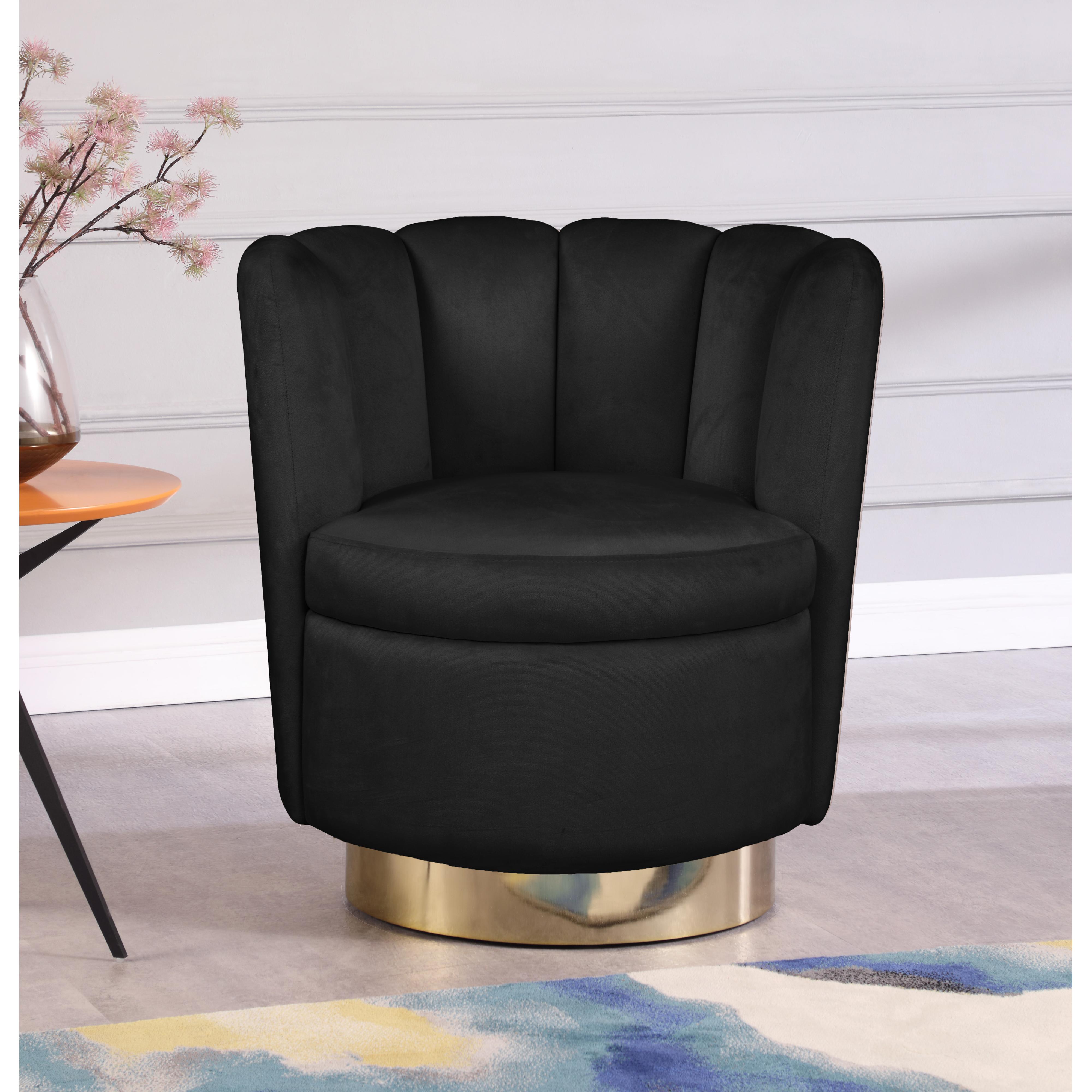 Meridian Lily Black Velvet Accent Chair