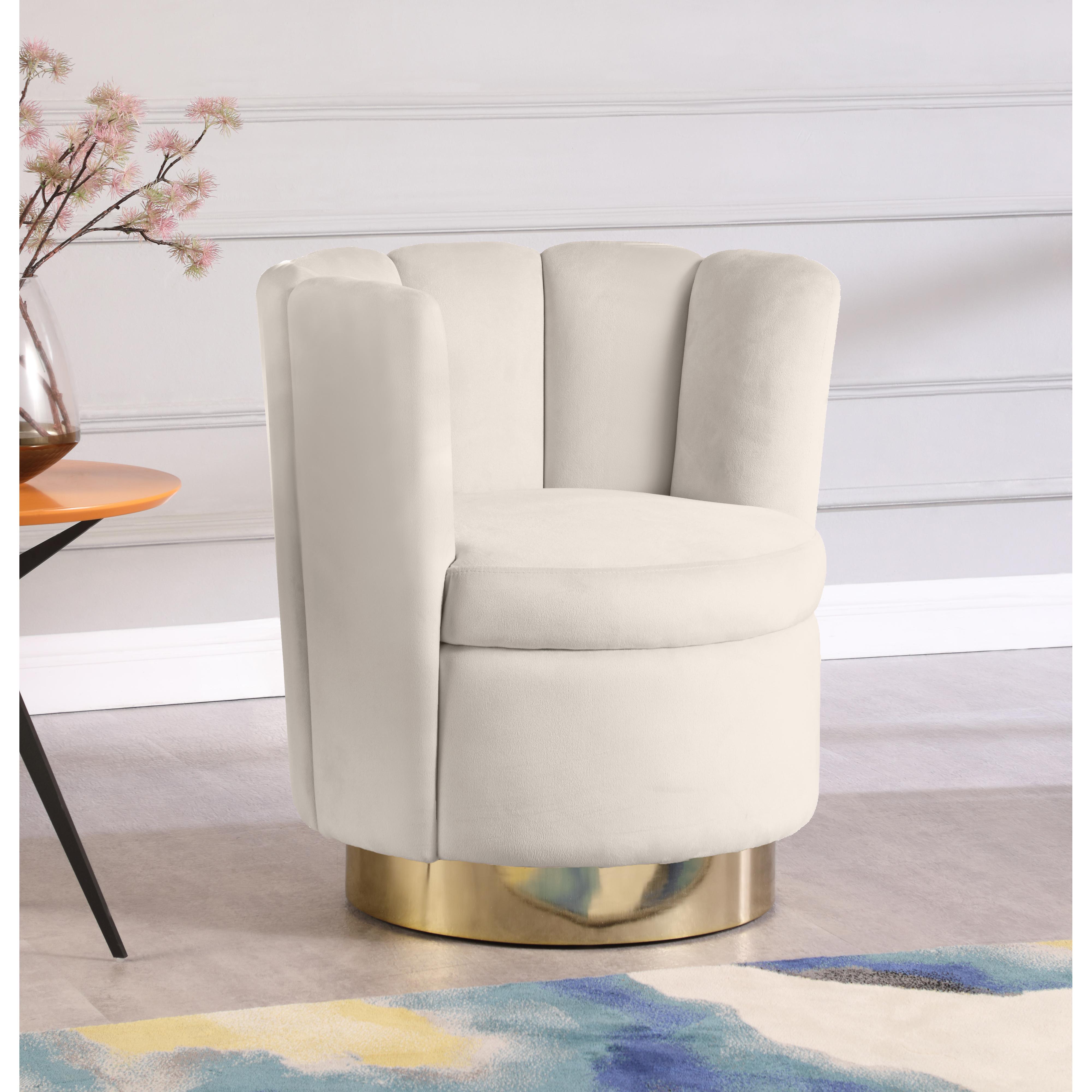Meridian Lily Cream Velvet Accent Chair