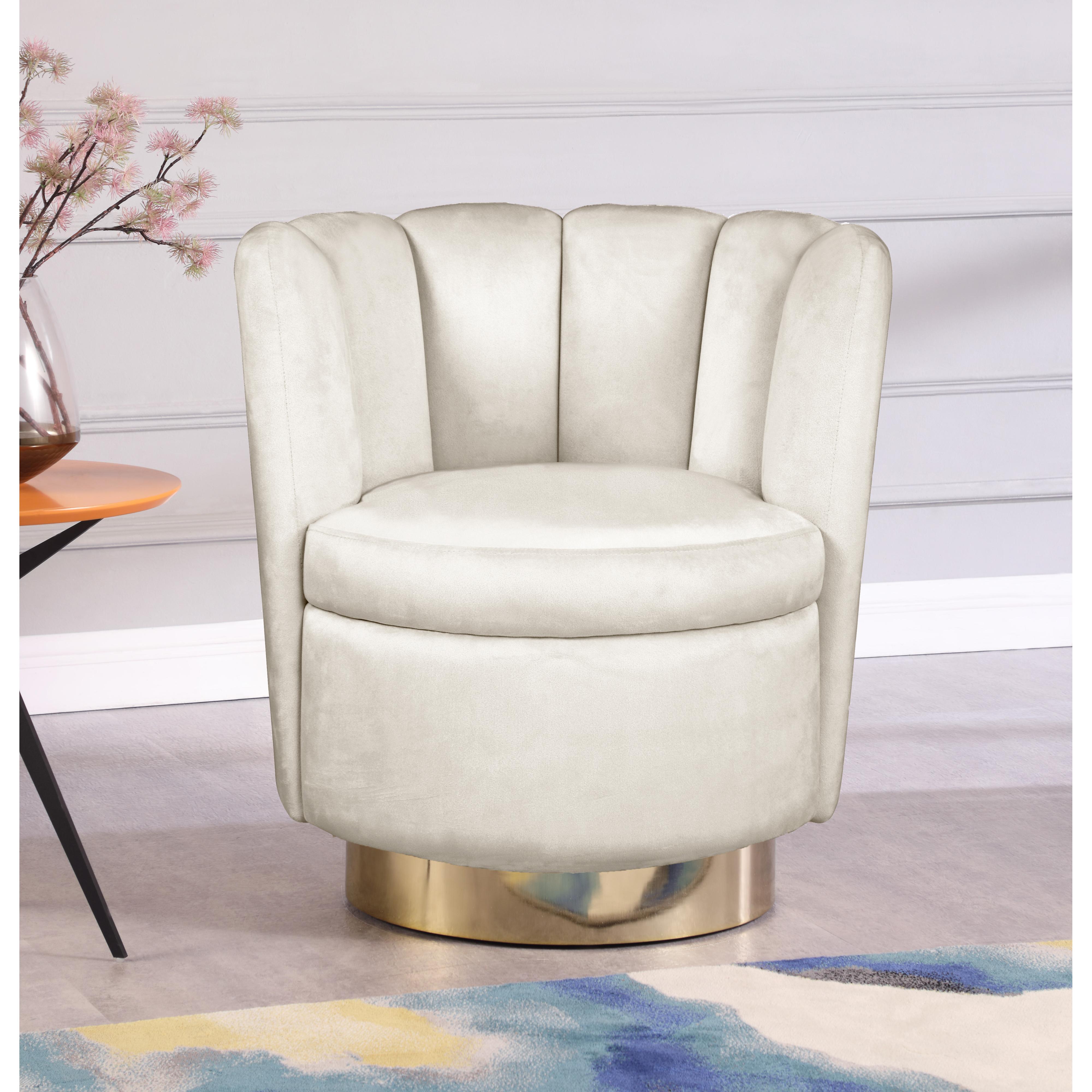Meridian Lily Cream Velvet Accent Chair