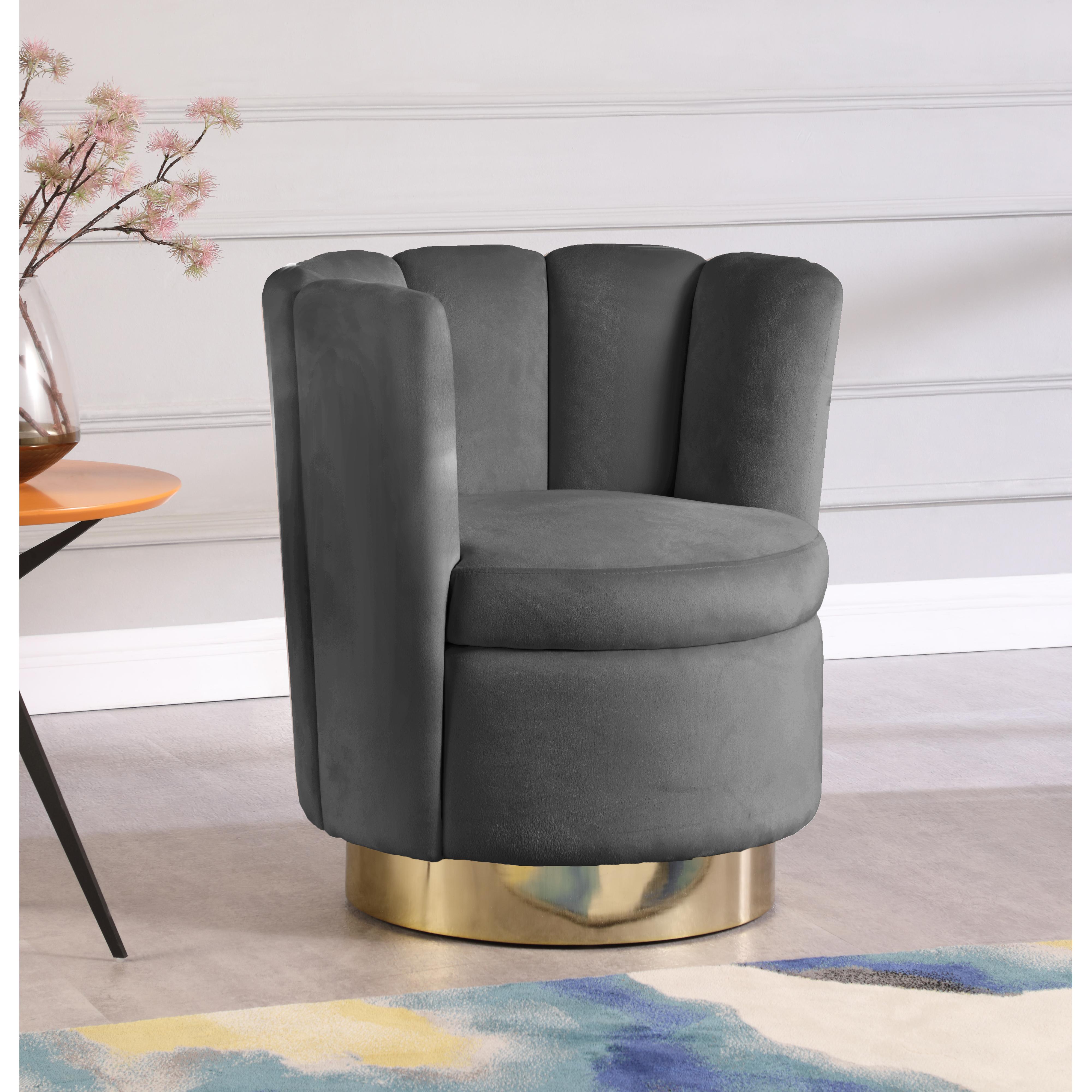 Meridian Lily Grey Velvet Accent Chair