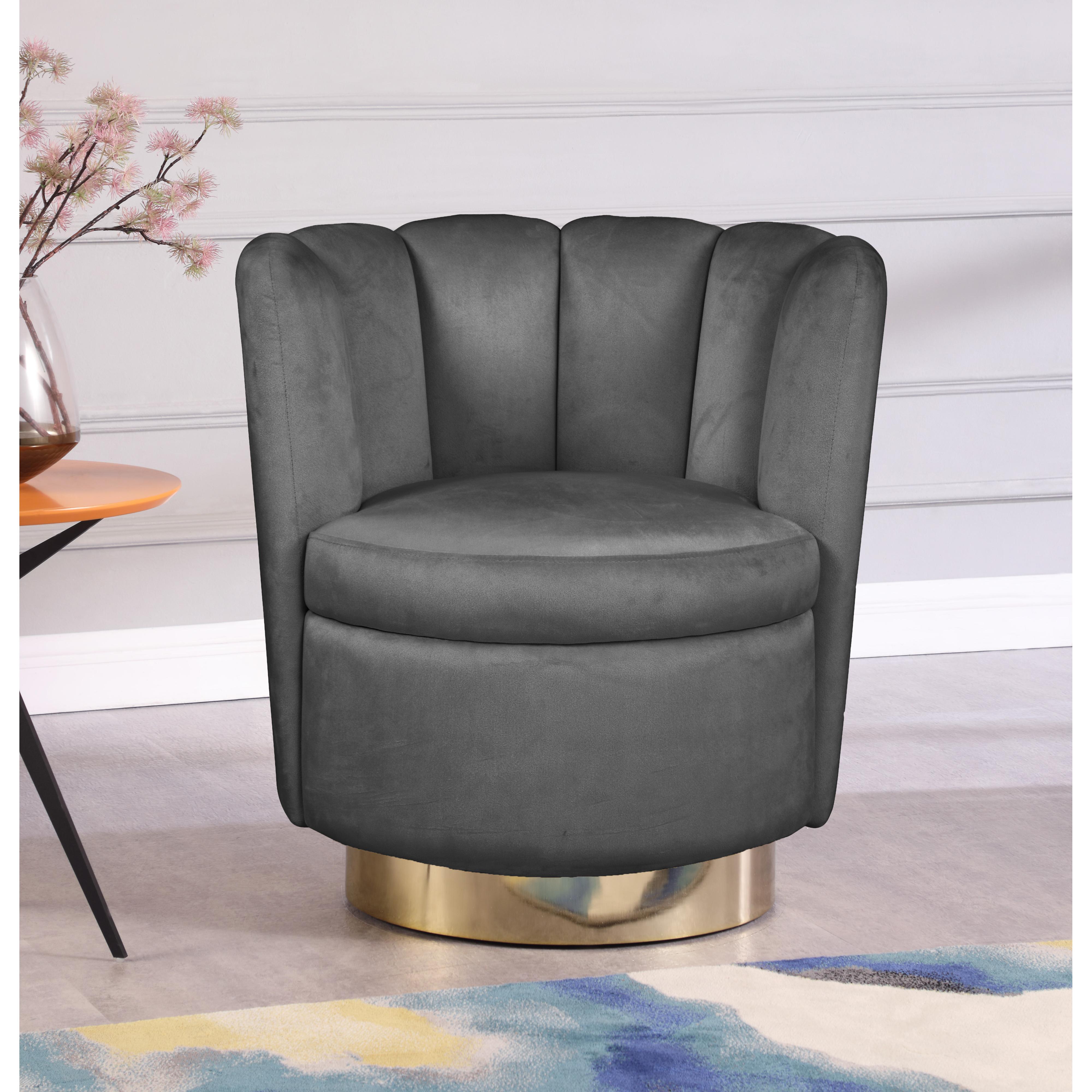 Meridian Lily Grey Velvet Accent Chair