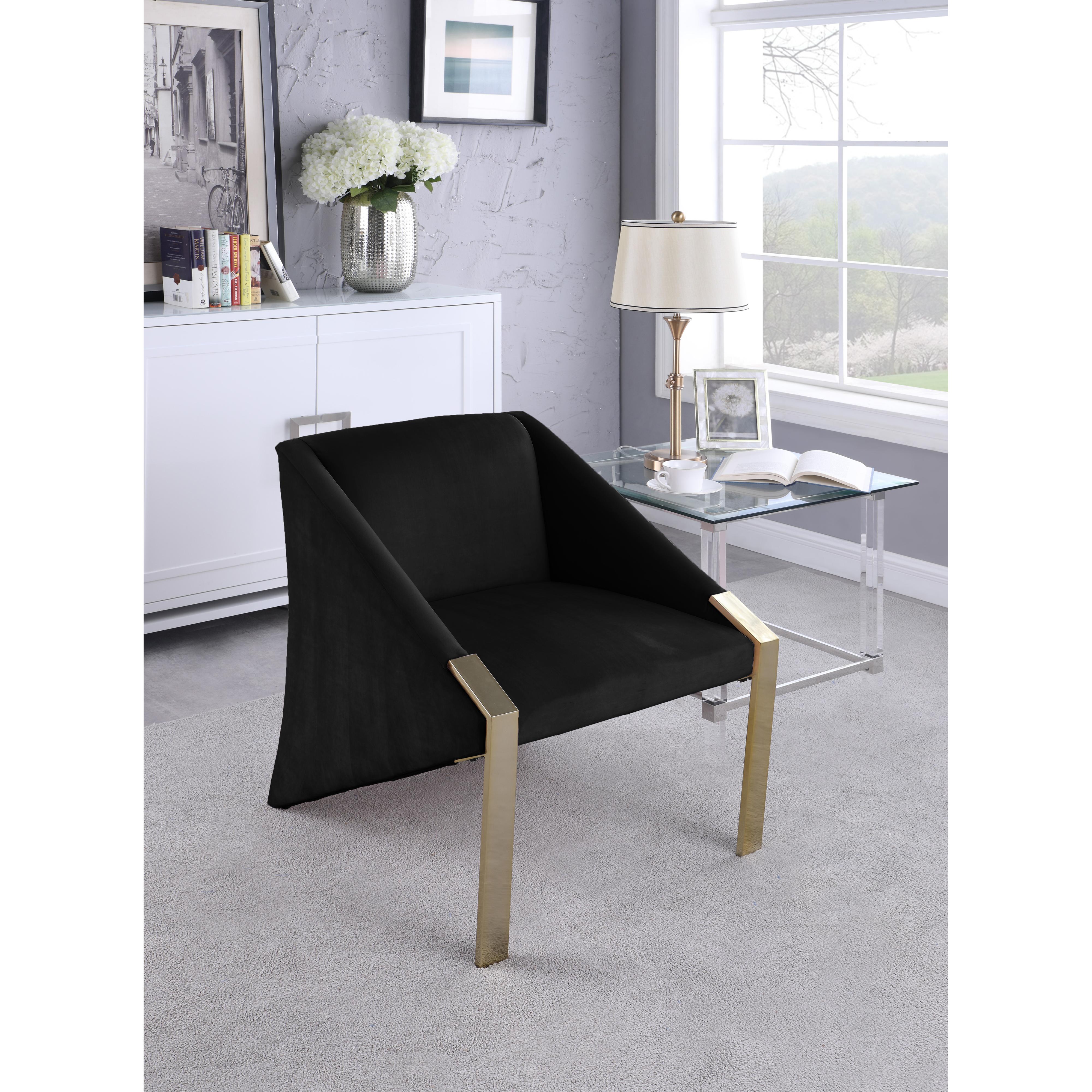 Meridian Rivet Black Velvet Accent Chair