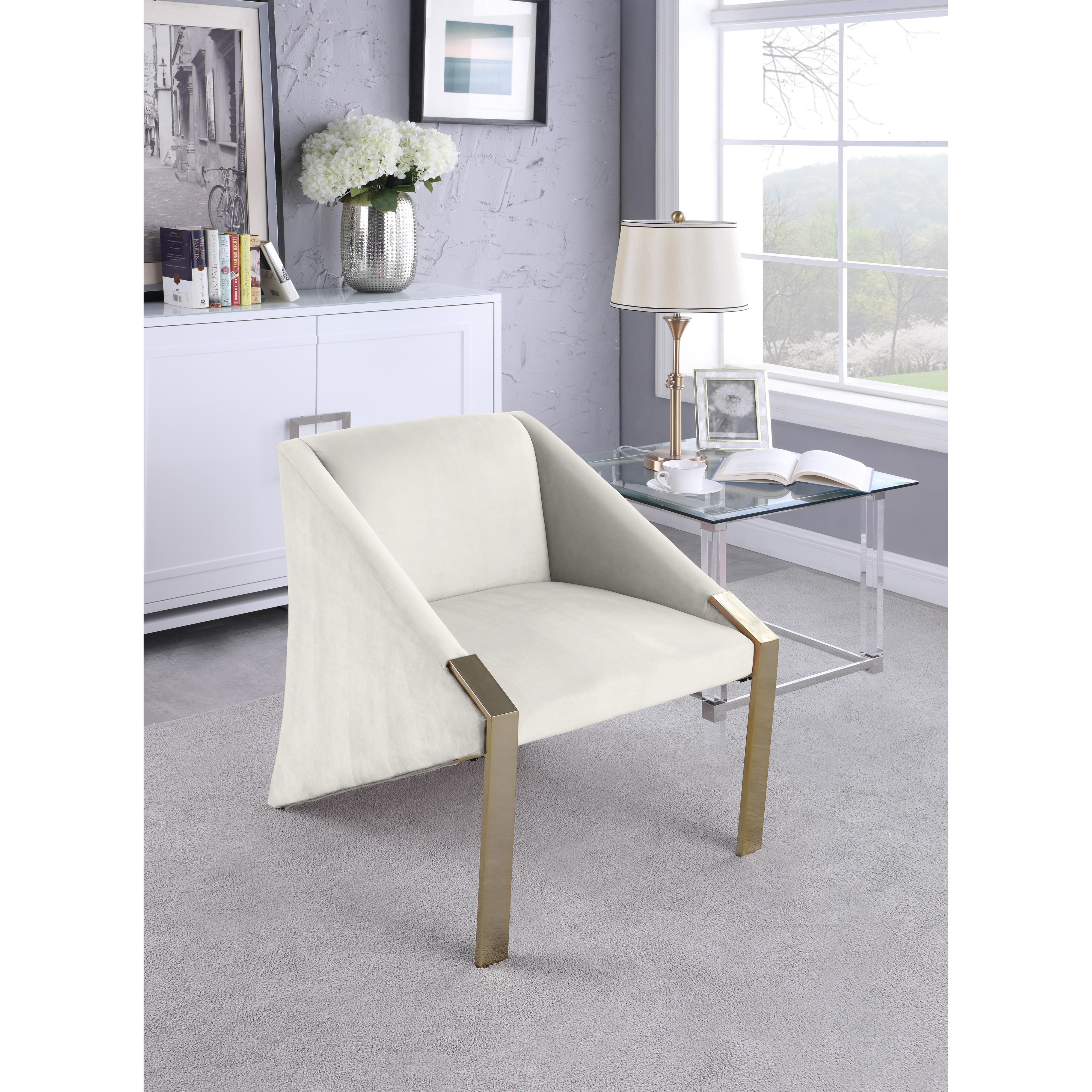 Meridian Rivet Cream Velvet Accent Chair