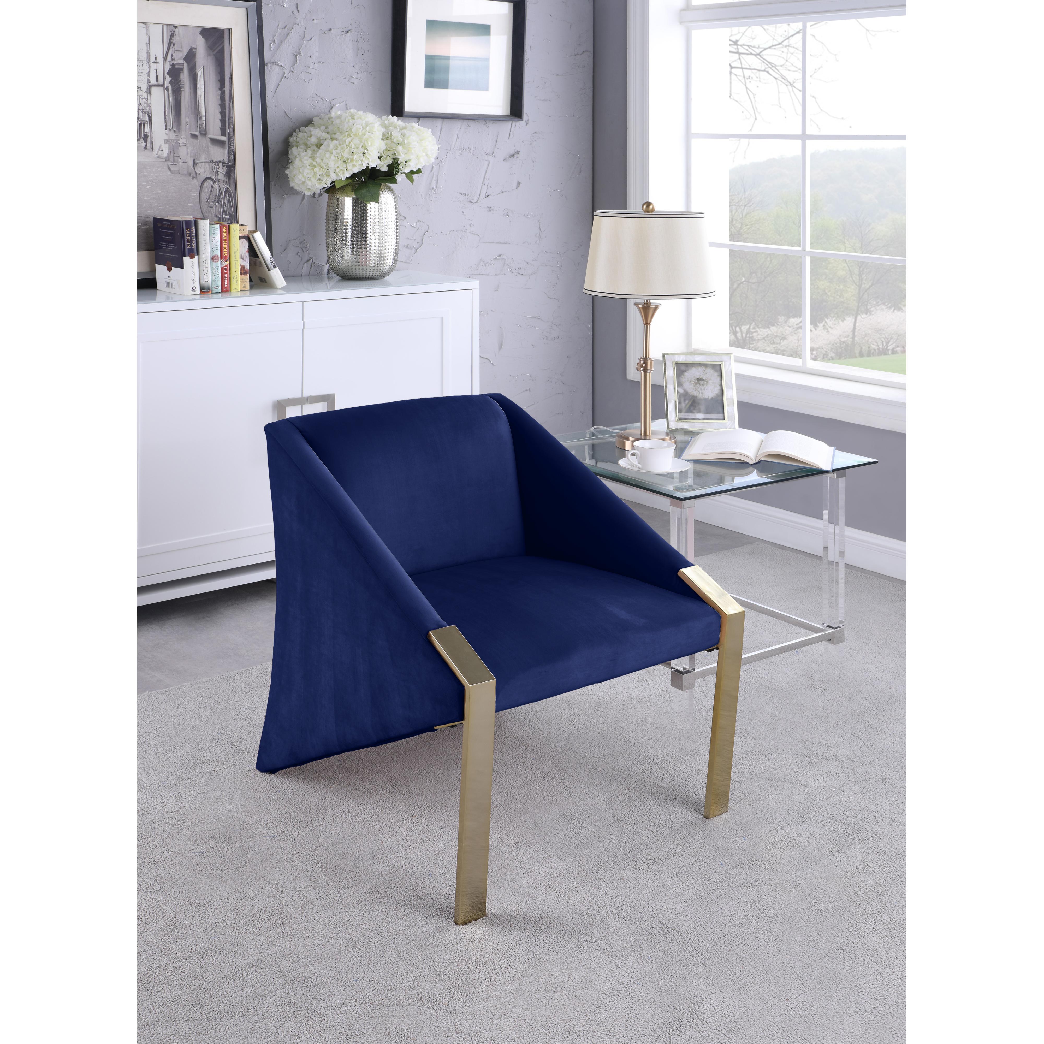Meridian Rivet Navy Velvet Accent Chair