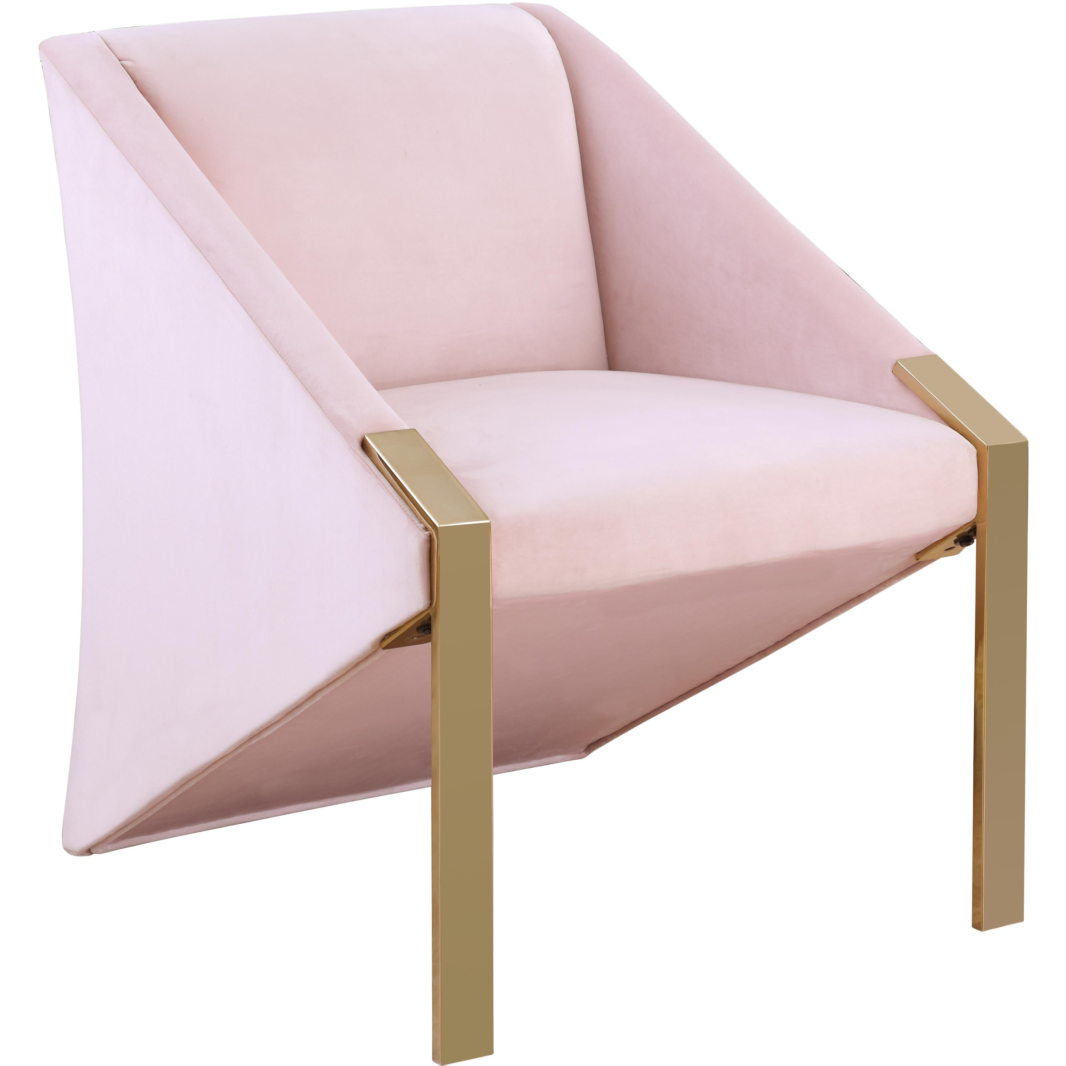 Meridian Rivet Pink Velvet Accent Chair