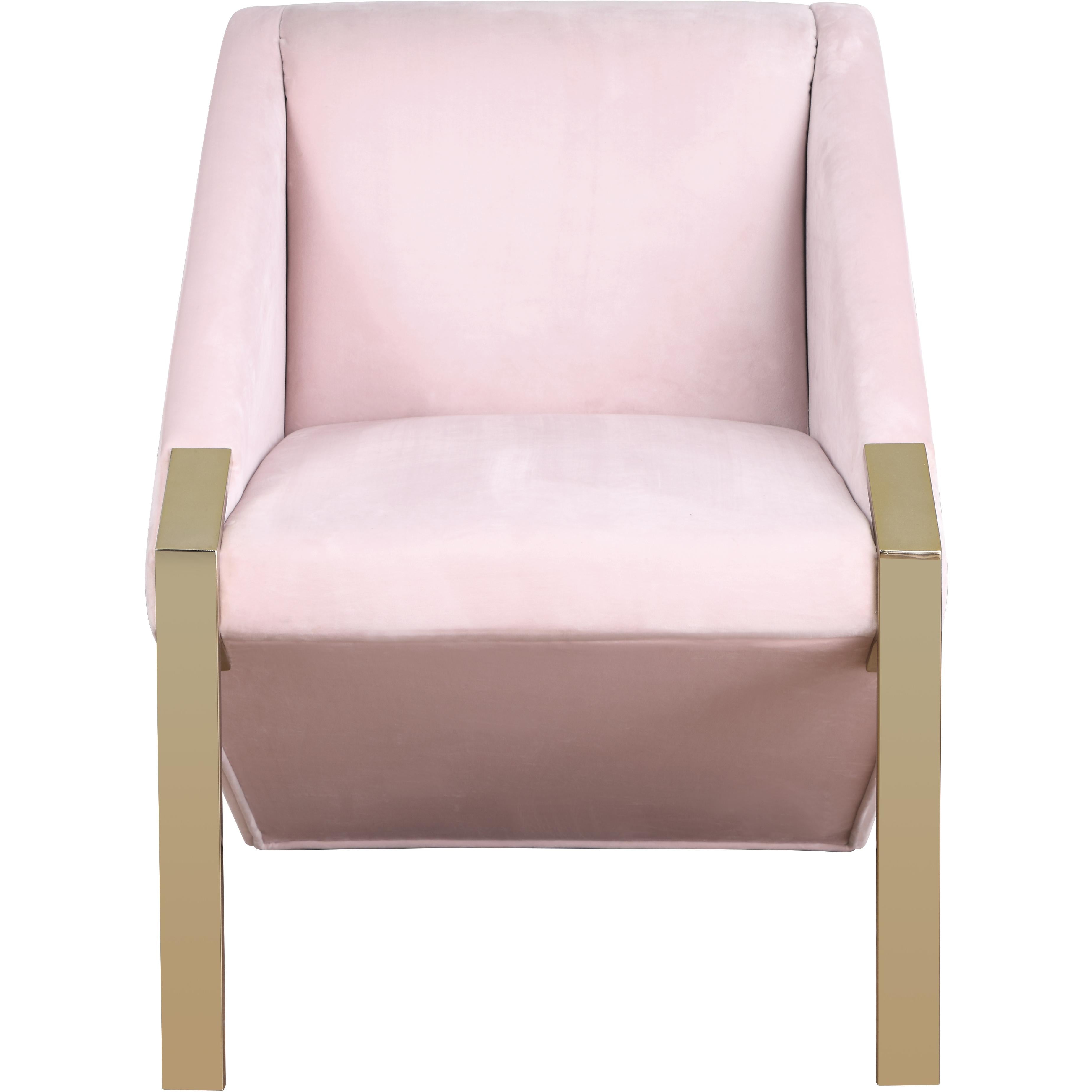 Meridian Rivet Pink Velvet Accent Chair
