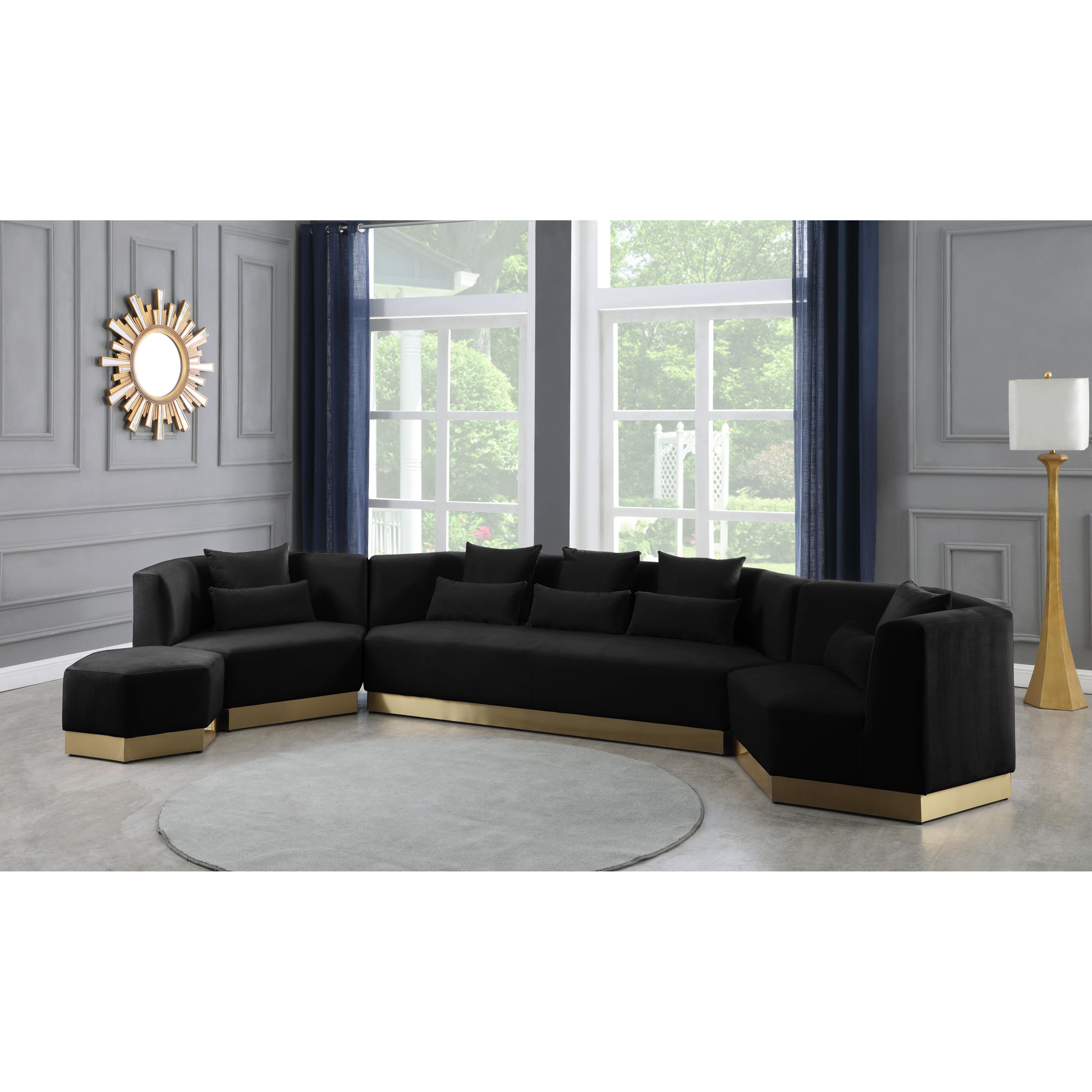 Meridian Marquis Black Velvet Ottoman