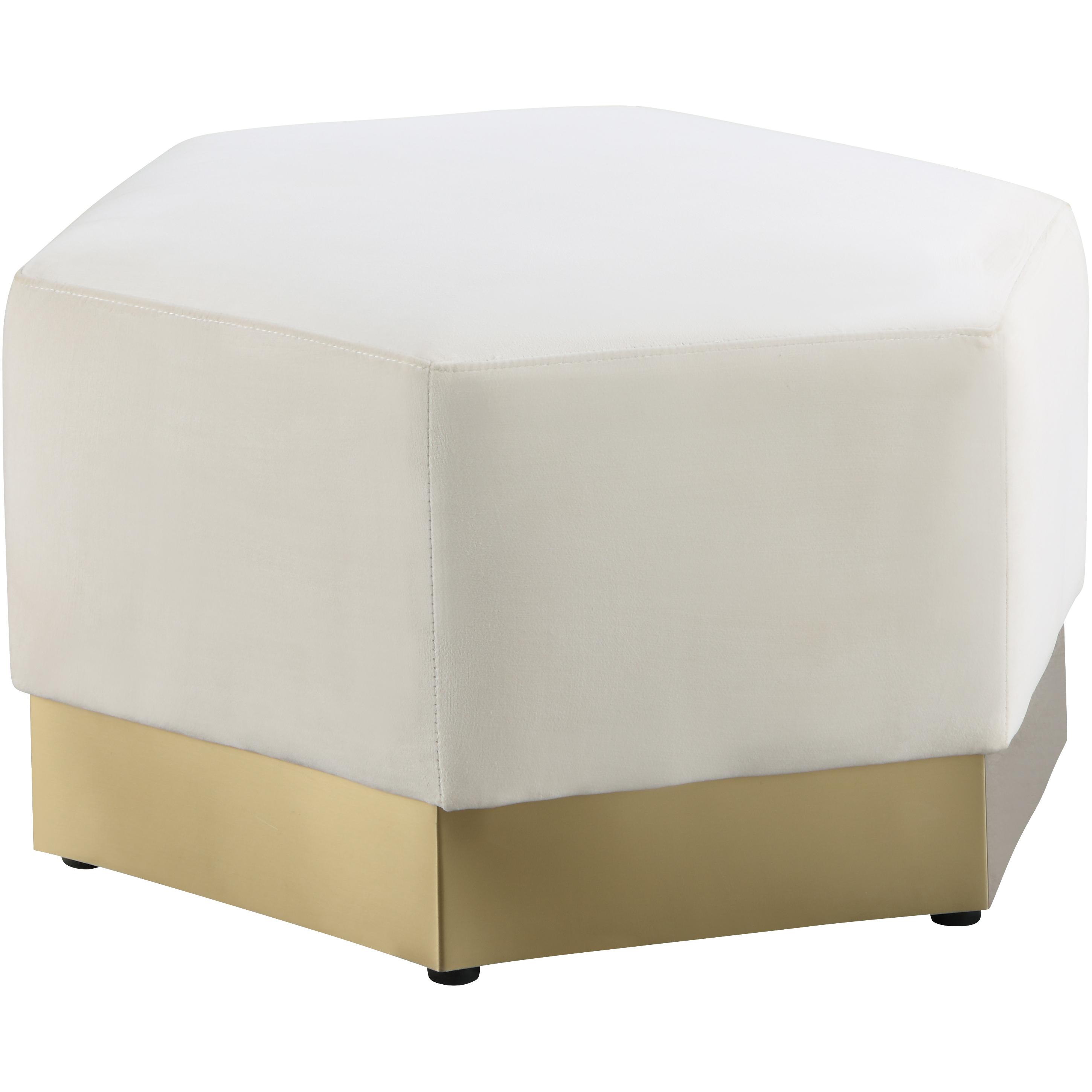 Meridian Marquis Cream Velvet Ottoman