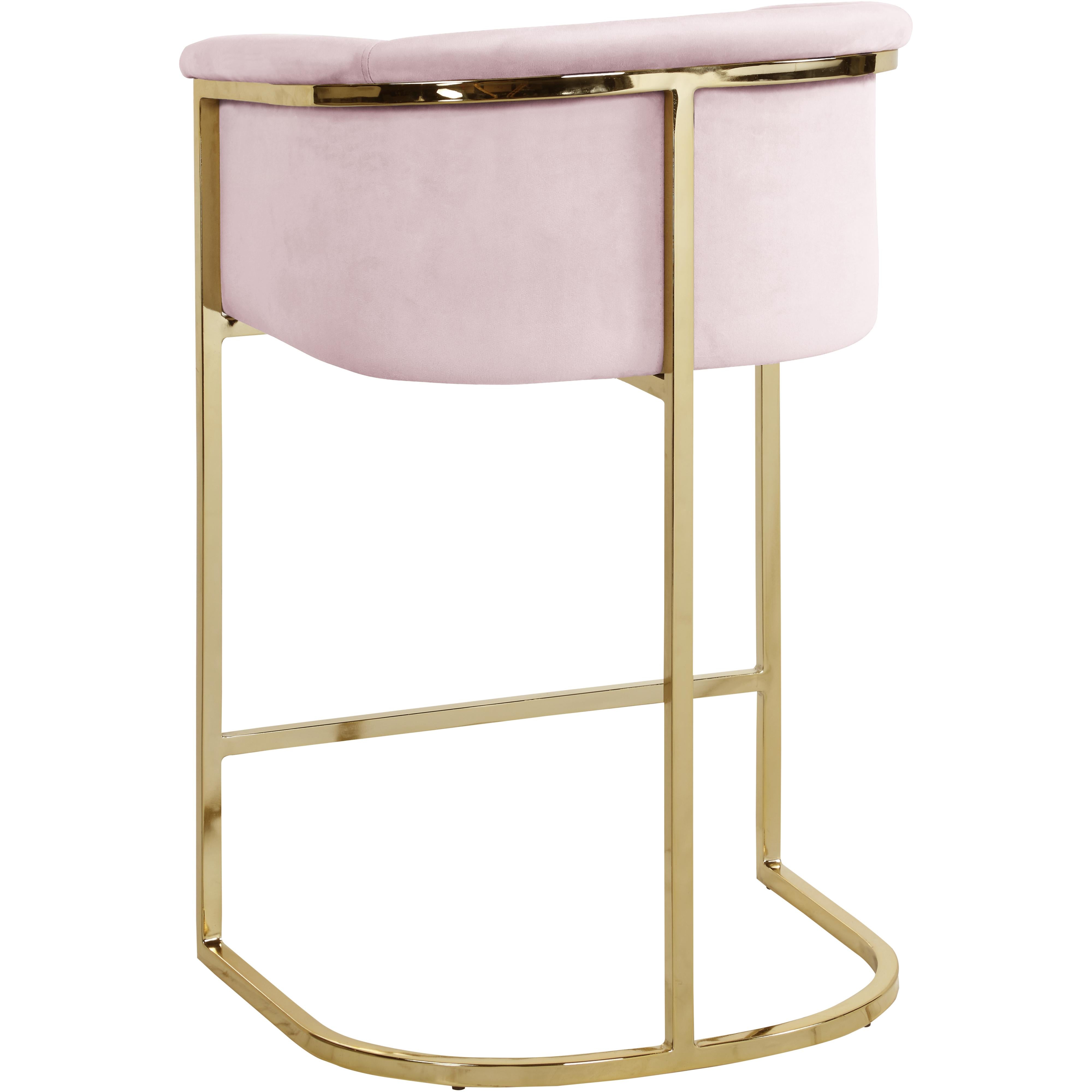 Meridian Donatella Pink Velvet Stool