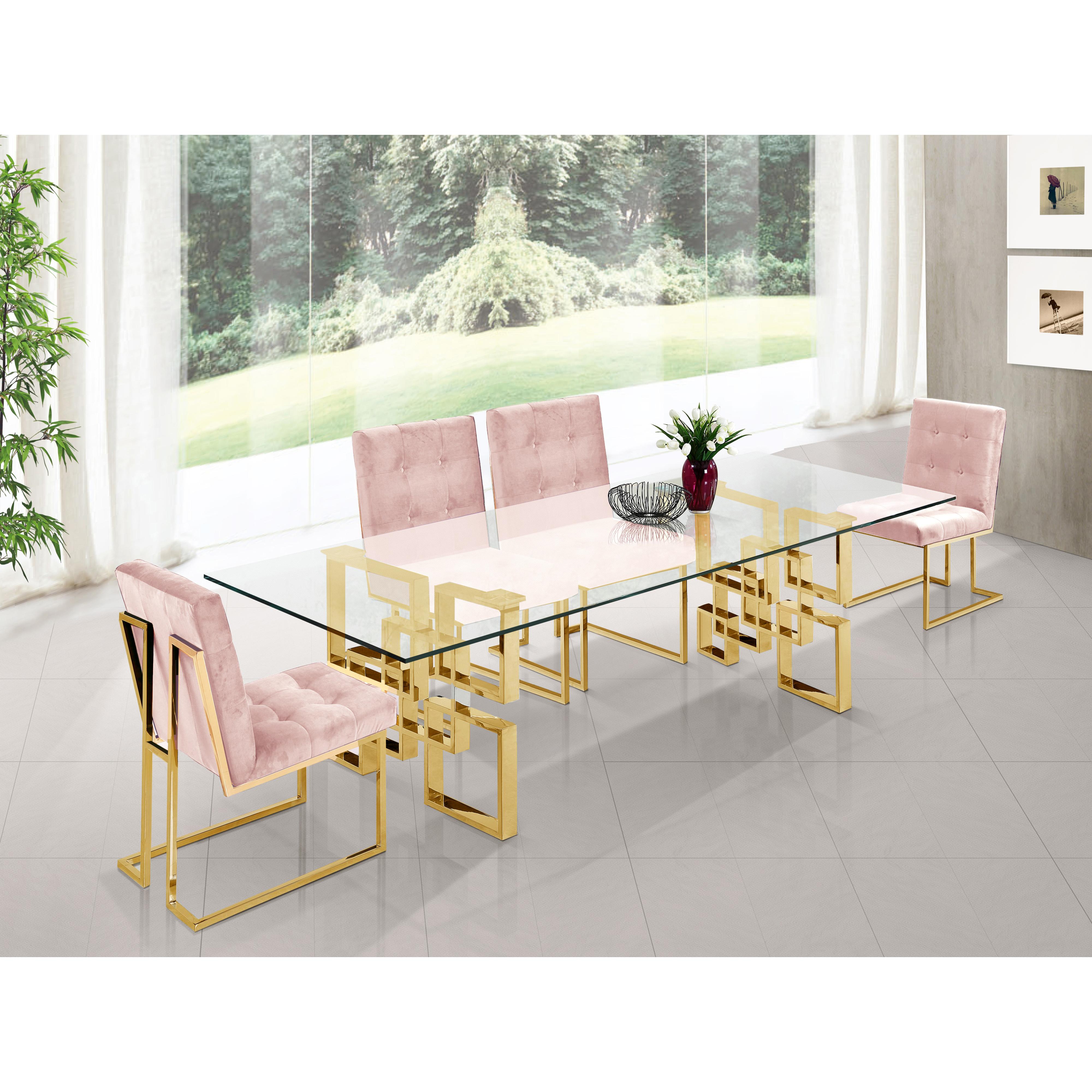 Meridian Pierre Pink Velvet Dining Chair
