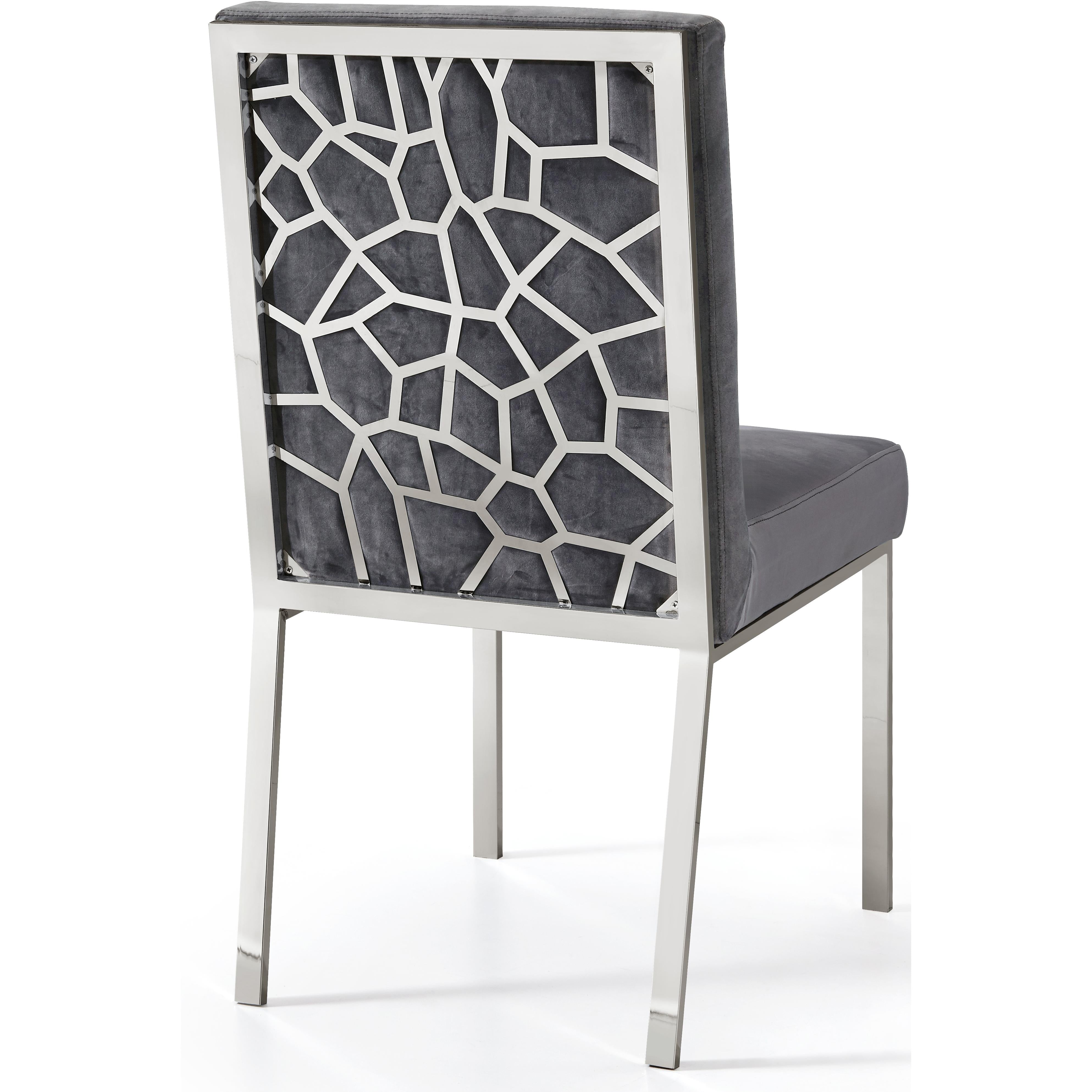 Meridian Opal Grey Velvet Dining Chair