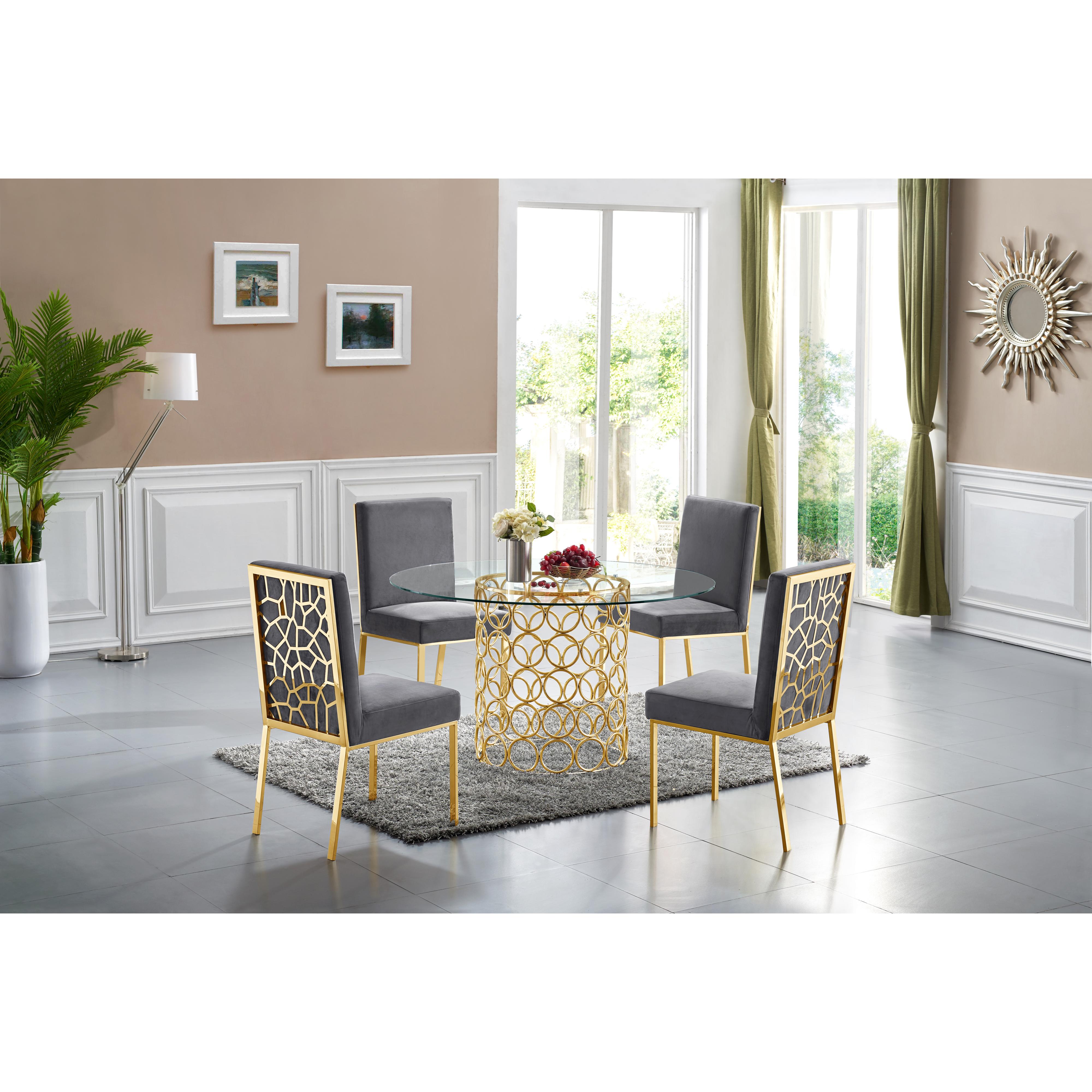 Meridian Opal Grey Velvet Dining Chair