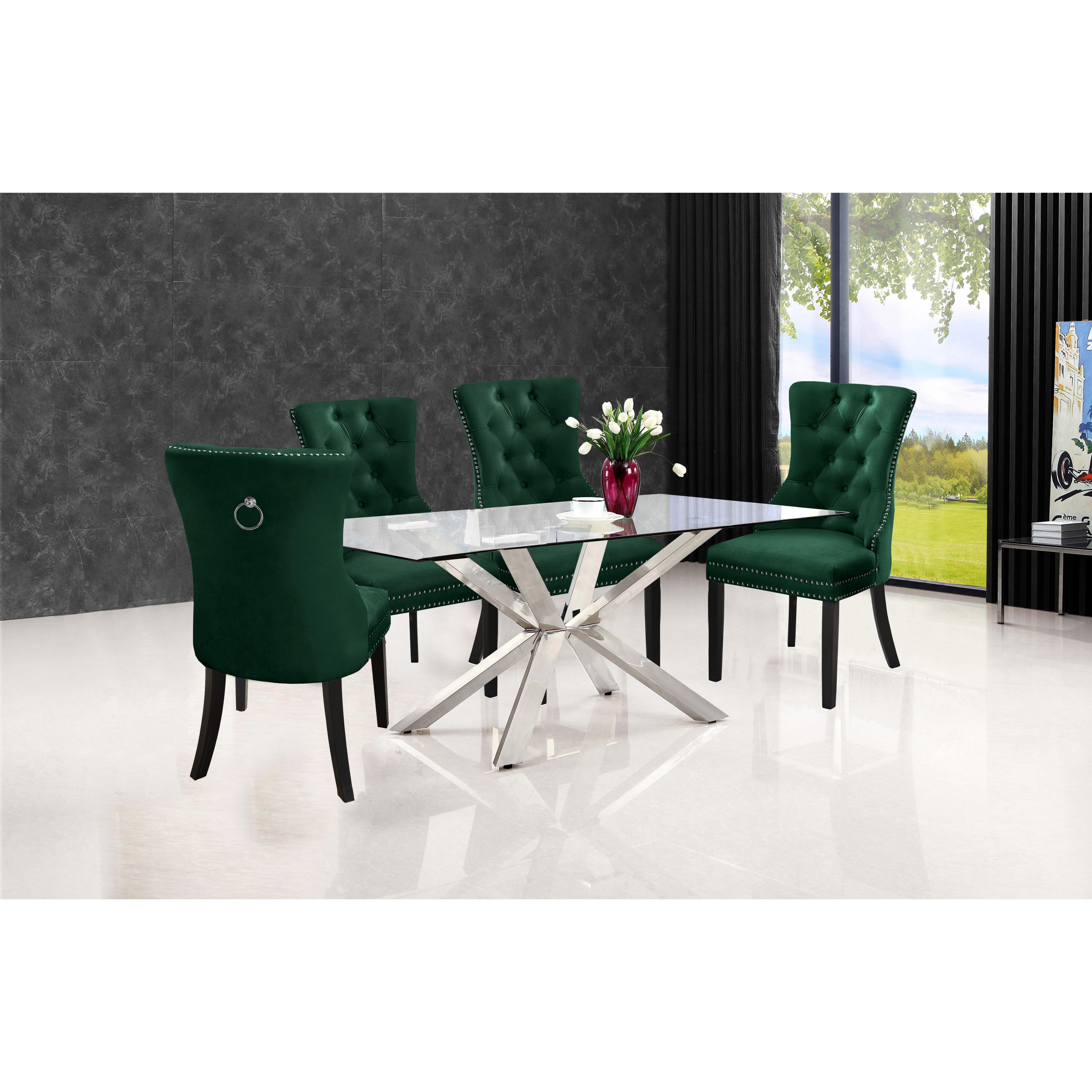 Meridian Nikki Green Velvet Dining Chair