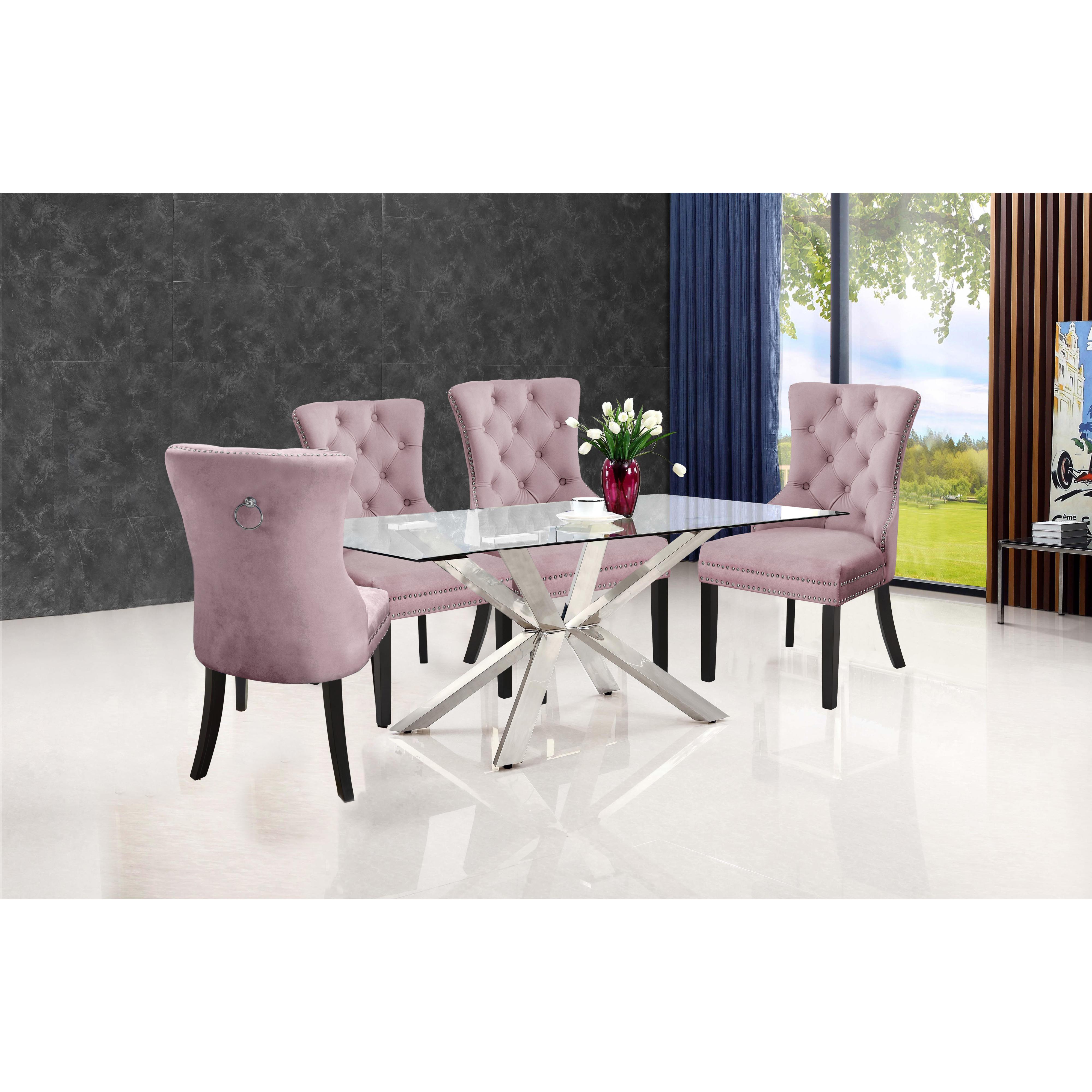 Meridian Nikki Pink Velvet Dining Chair