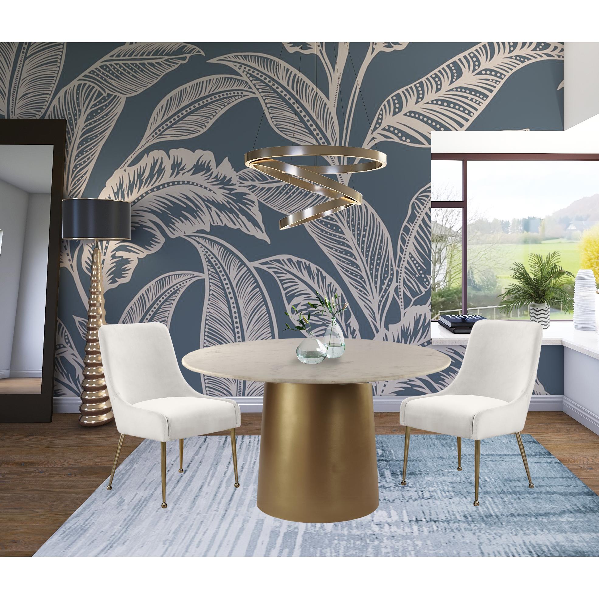 Meridian Owen Cream Velvet Dining Chair