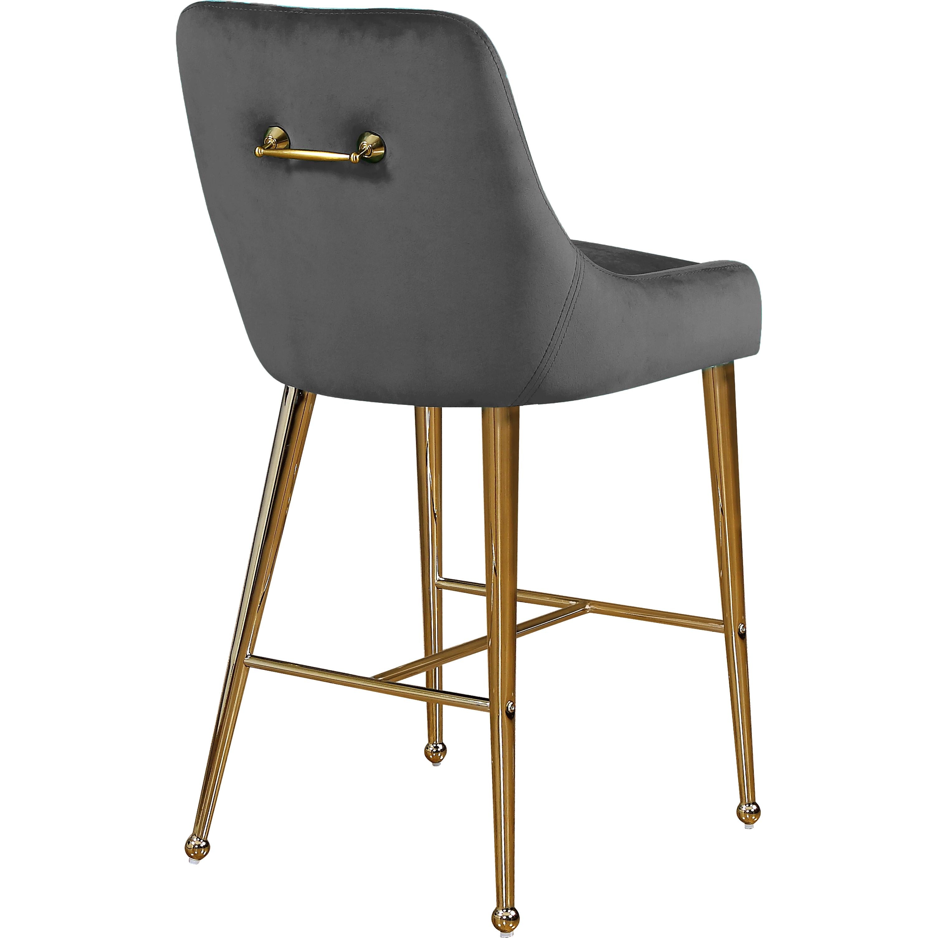 Meridian Owen Grey Velvet Stool