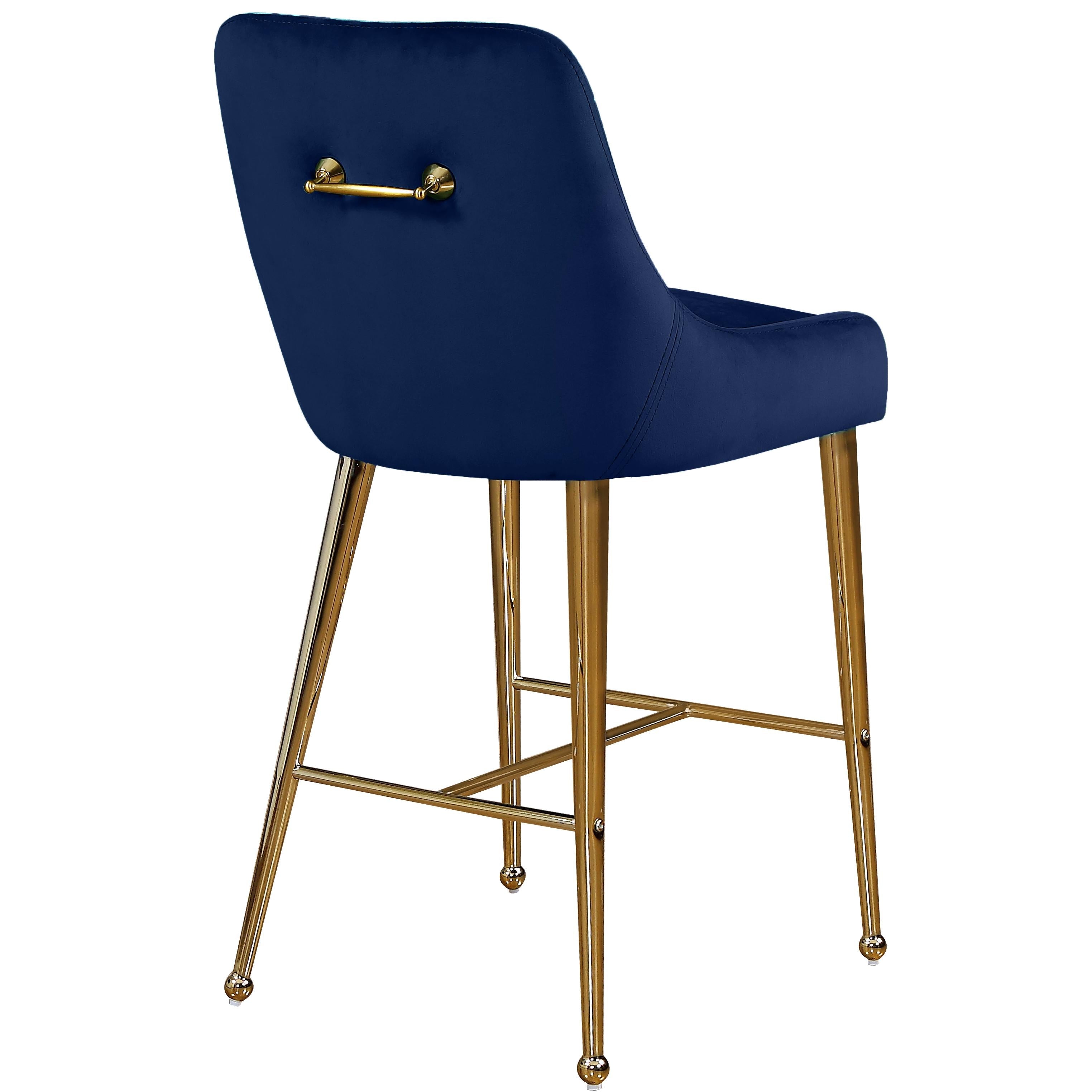 Meridian Owen Navy Velvet Stool
