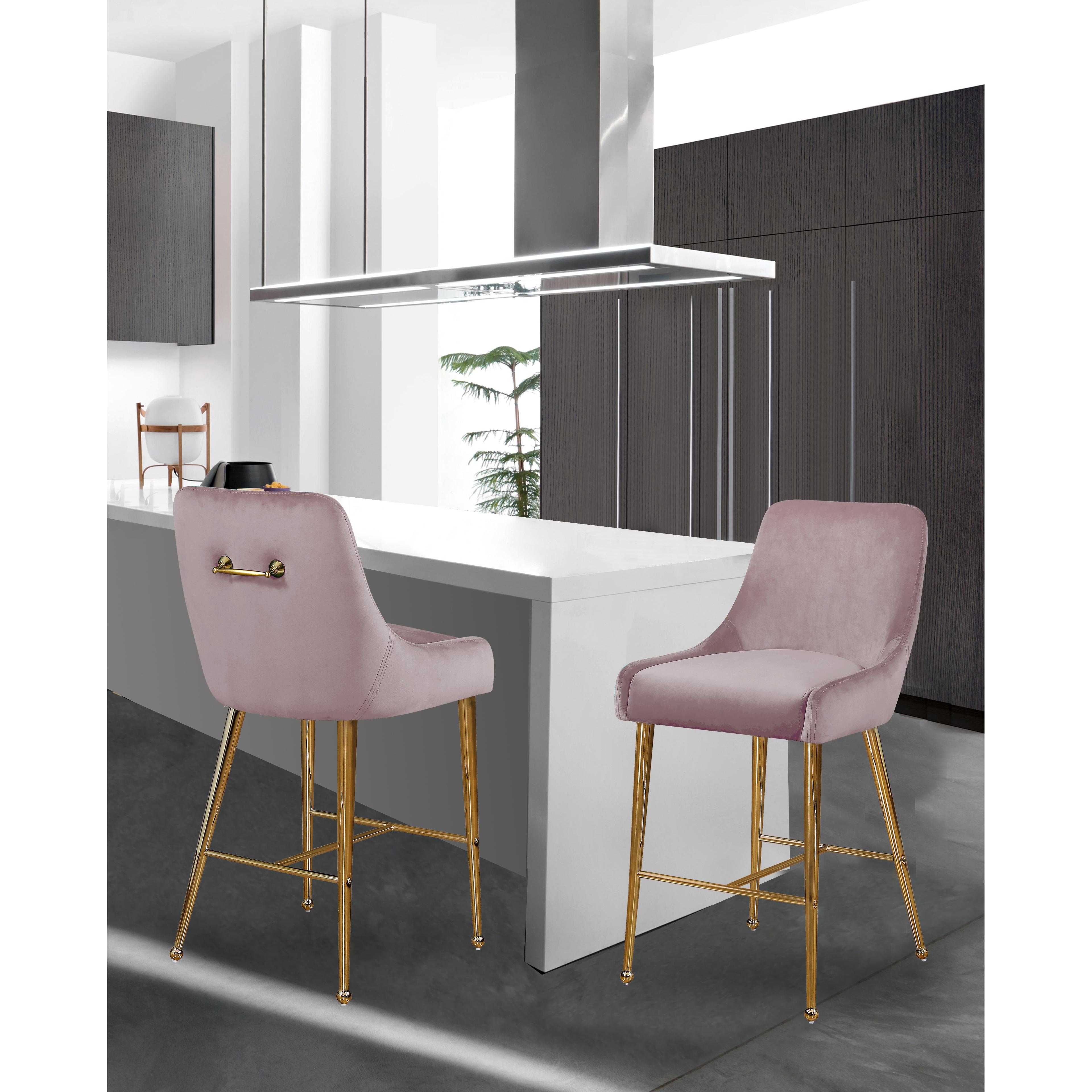 Meridian Owen Pink Velvet Stool