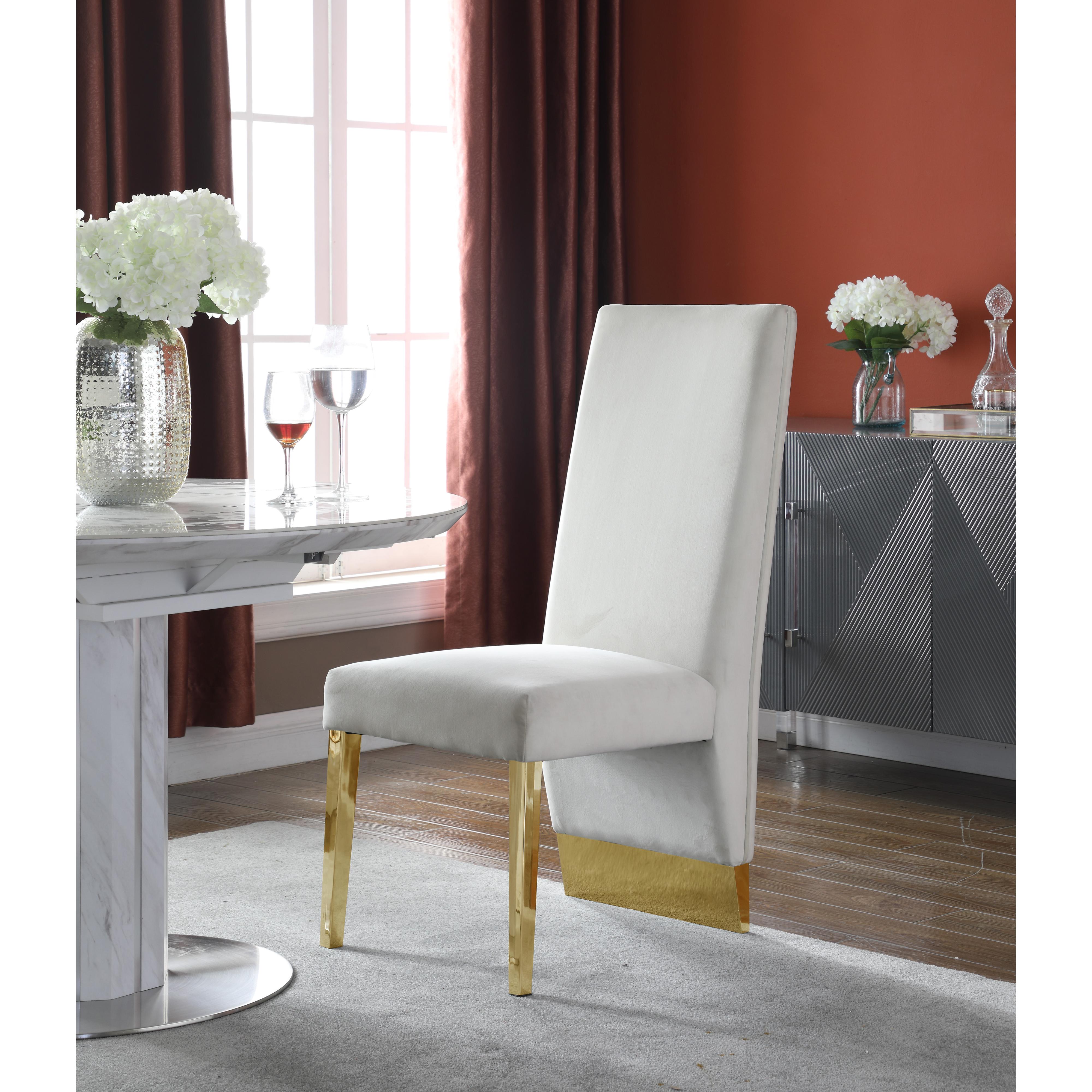 Meridian Porsha Cream Velvet Dining Chair