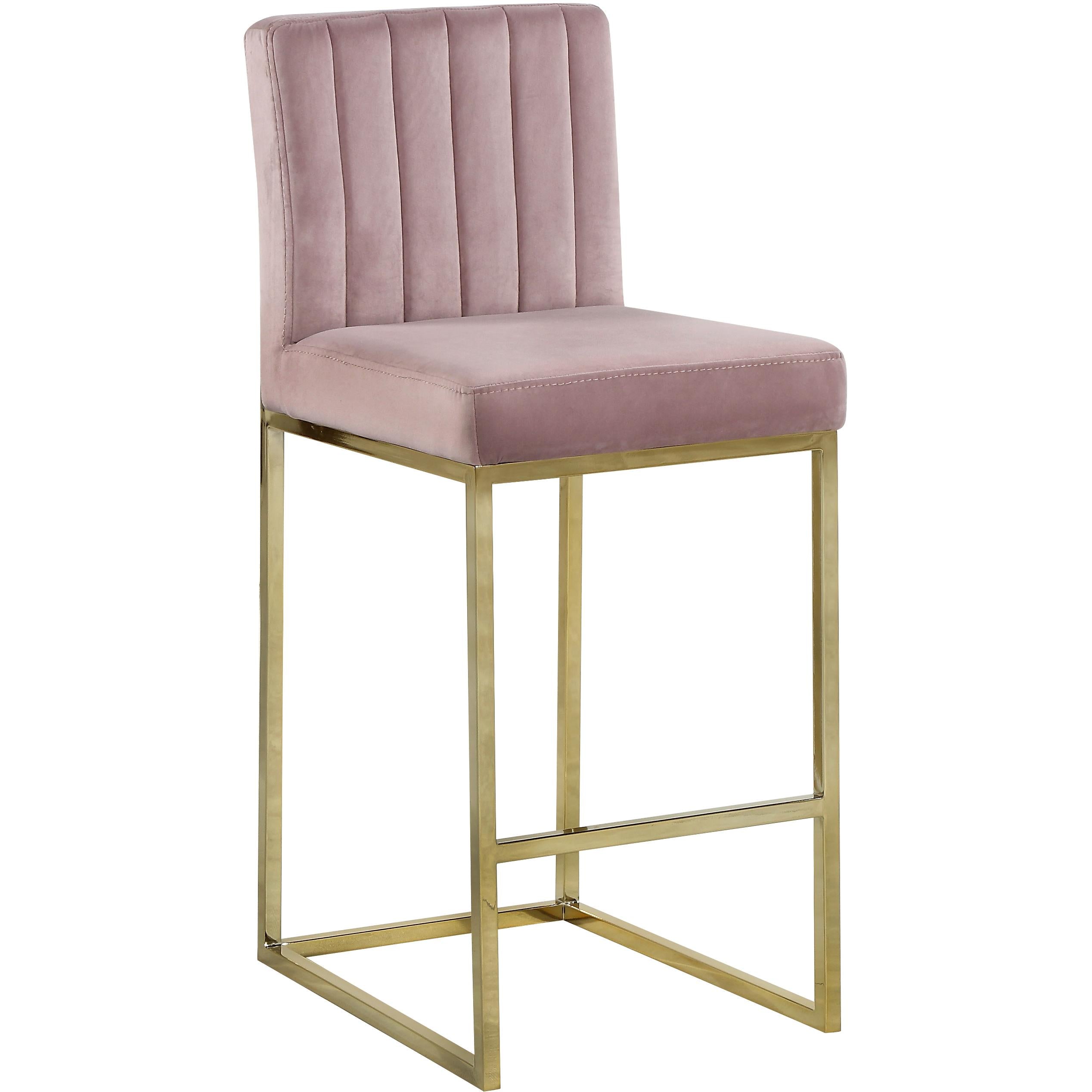 Meridian Giselle Pink Velvet Stool