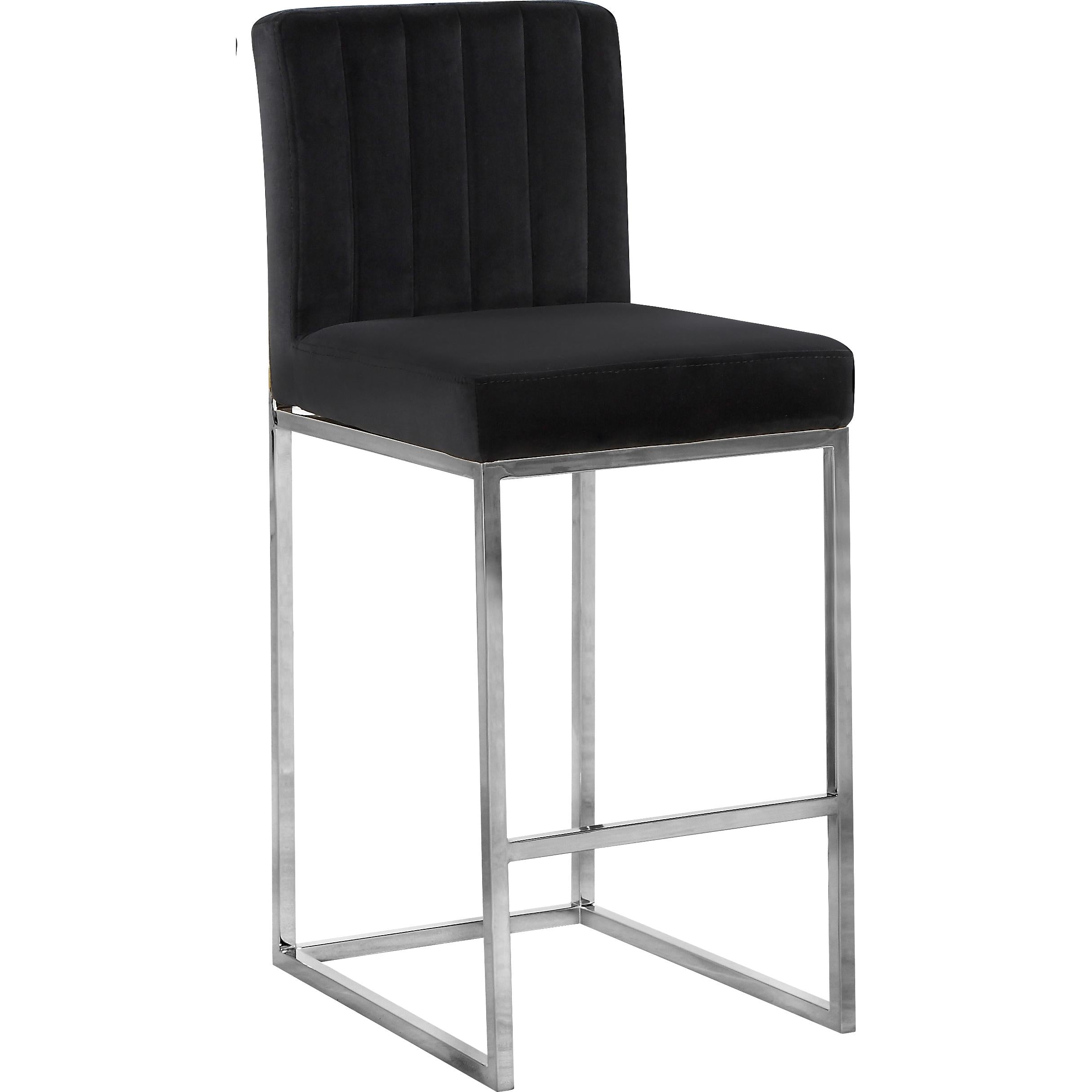 Meridian Giselle Black Velvet Stool