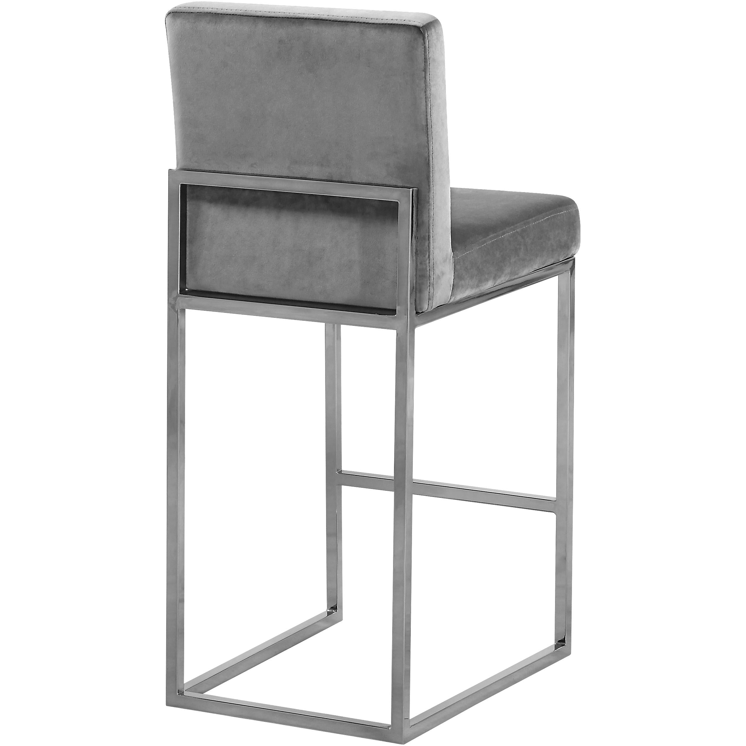 Meridian Giselle Grey Velvet Stool