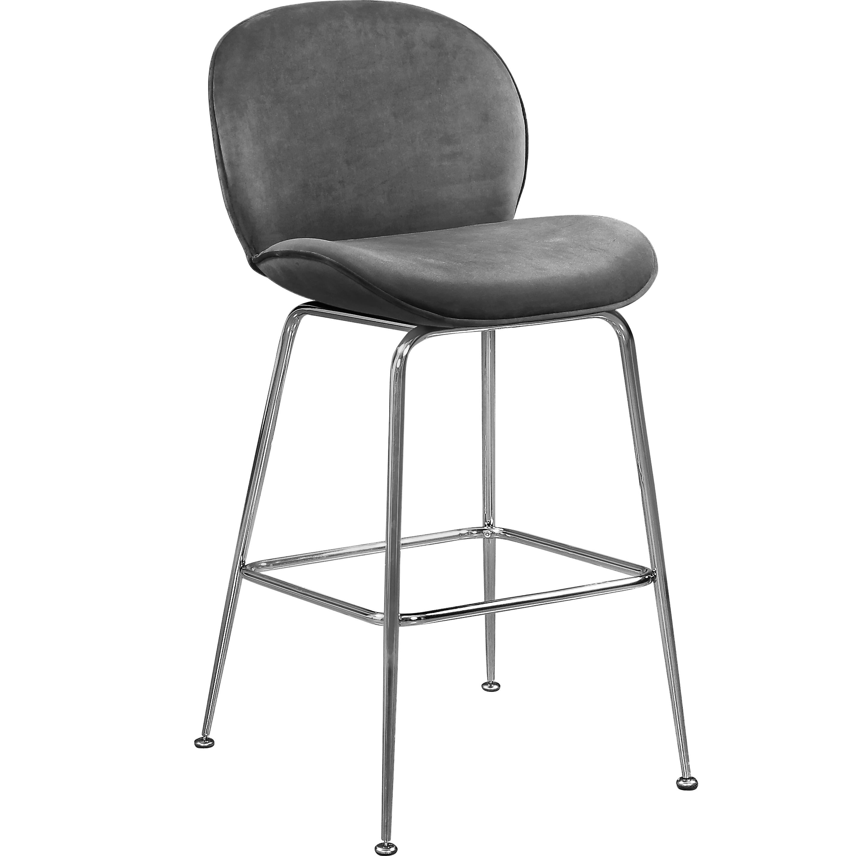 Meridian Paris Grey Velvet Stool