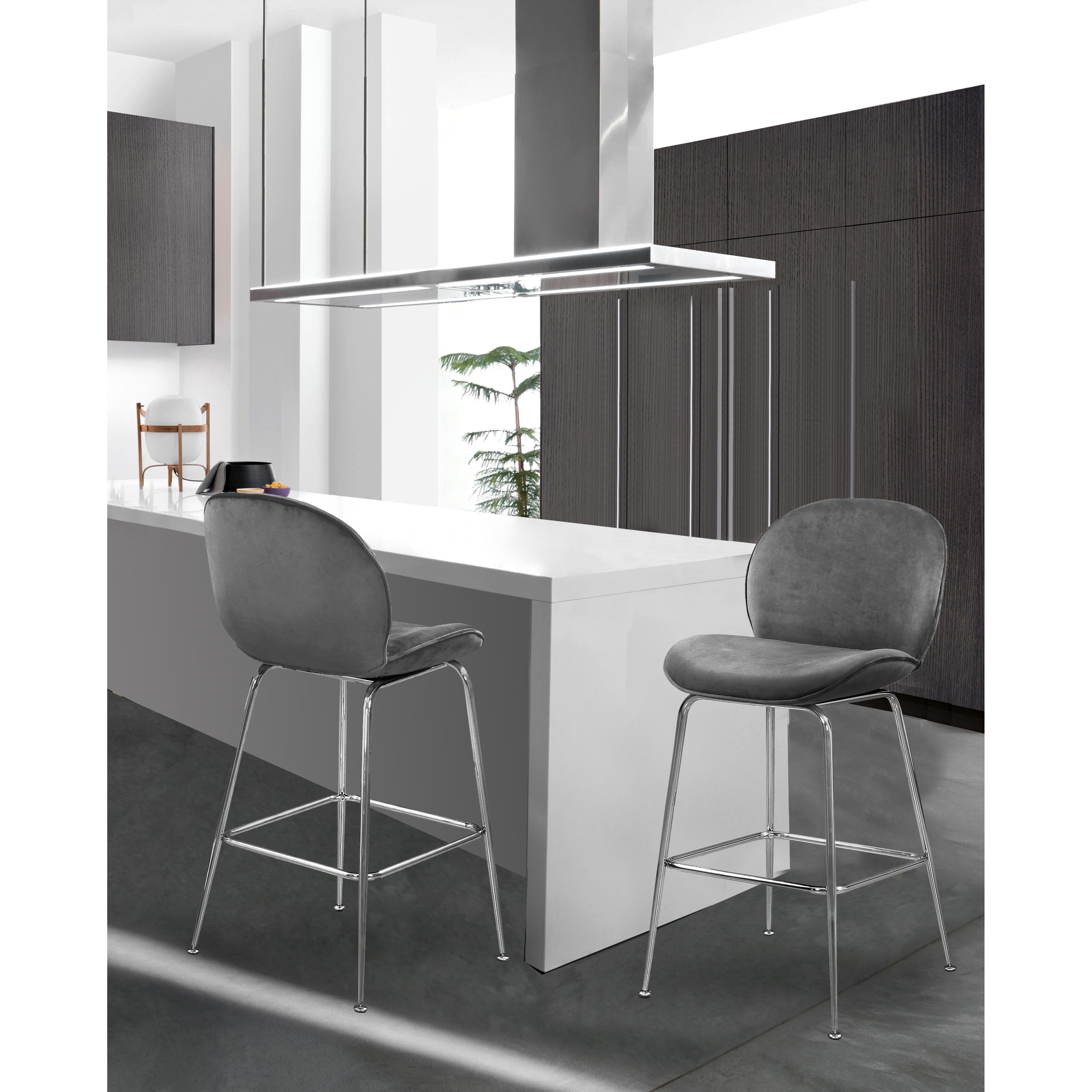 Meridian Paris Grey Velvet Stool