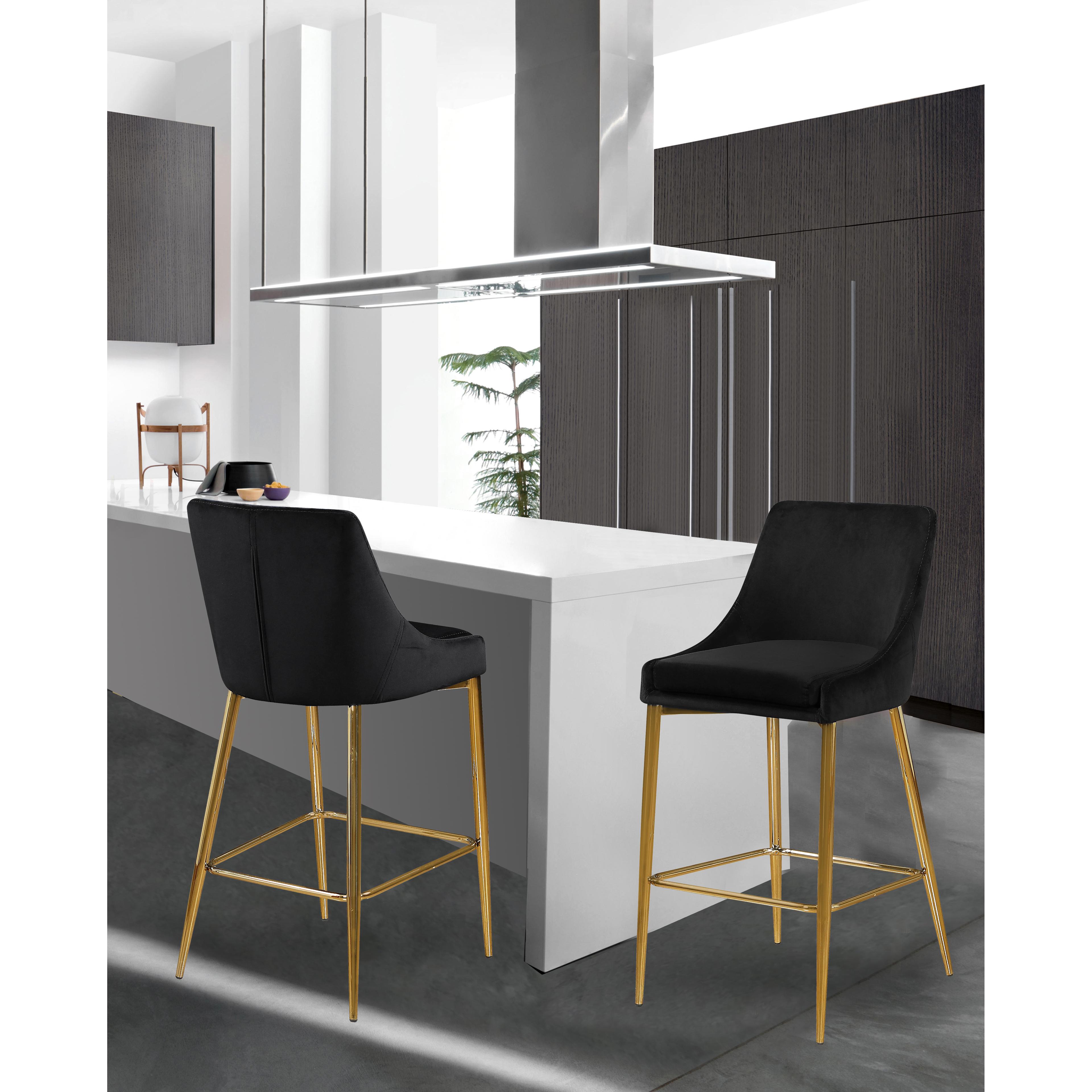 Meridian Karina Black Velvet Stool
